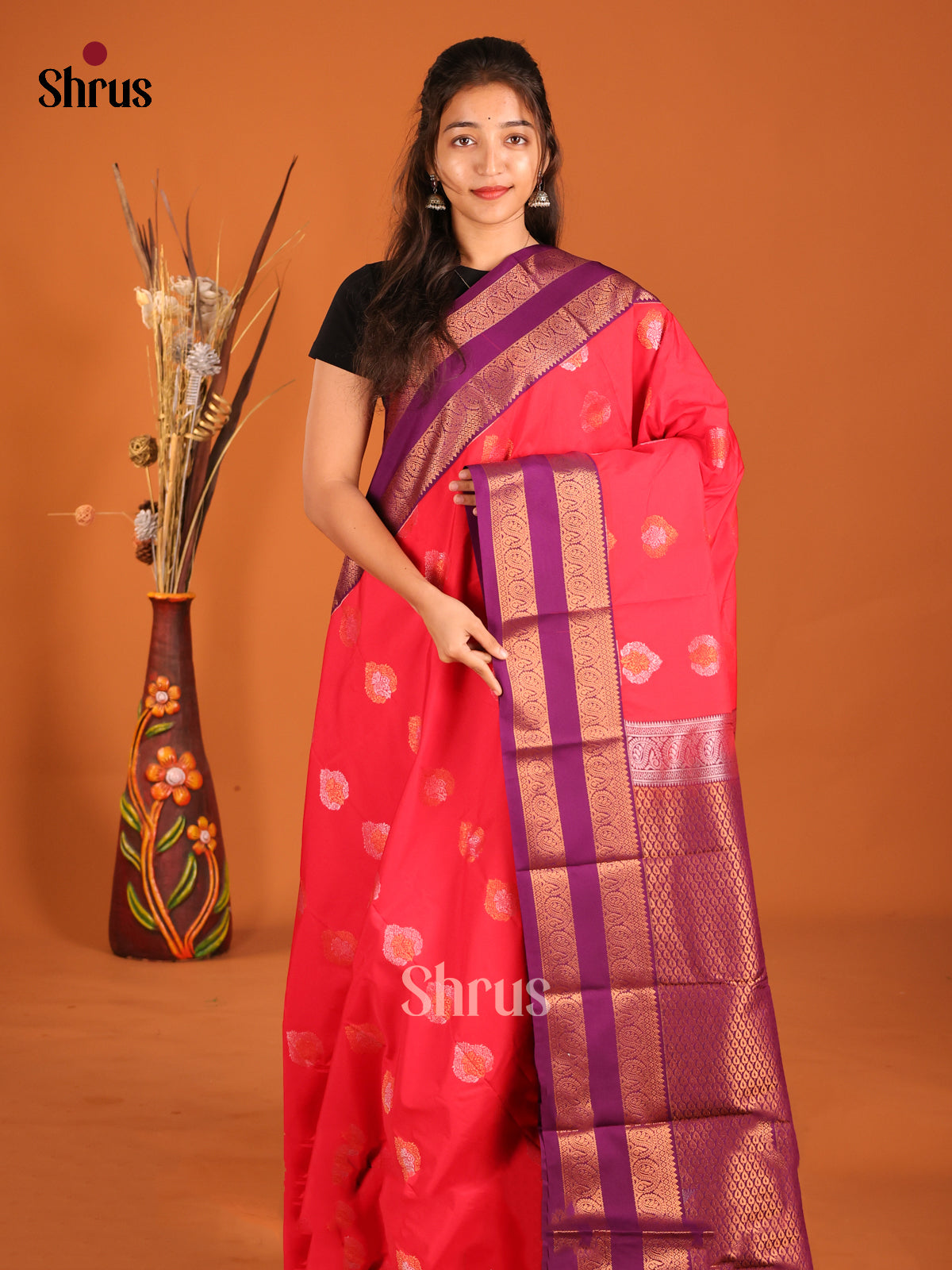 Red & Purple - Semi Kanchipuram Saree