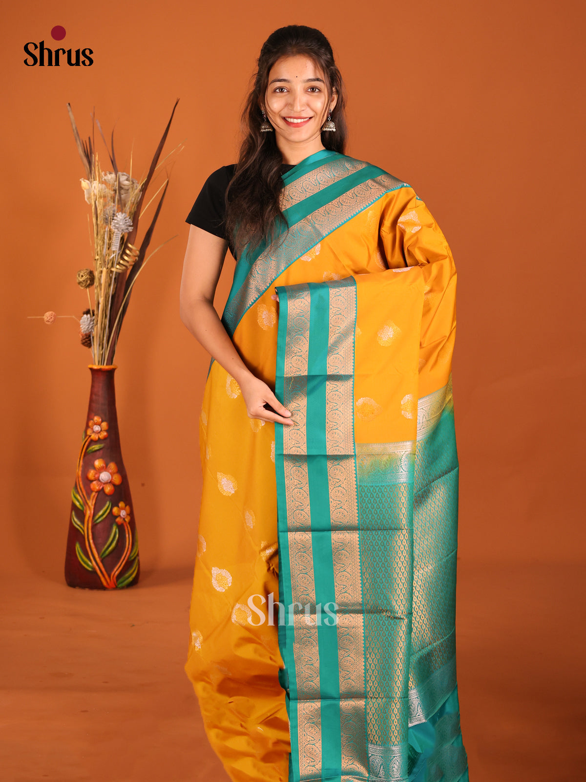 DHS04280 - Semi Kanchipuram Saree - Shop on Shrus.com
