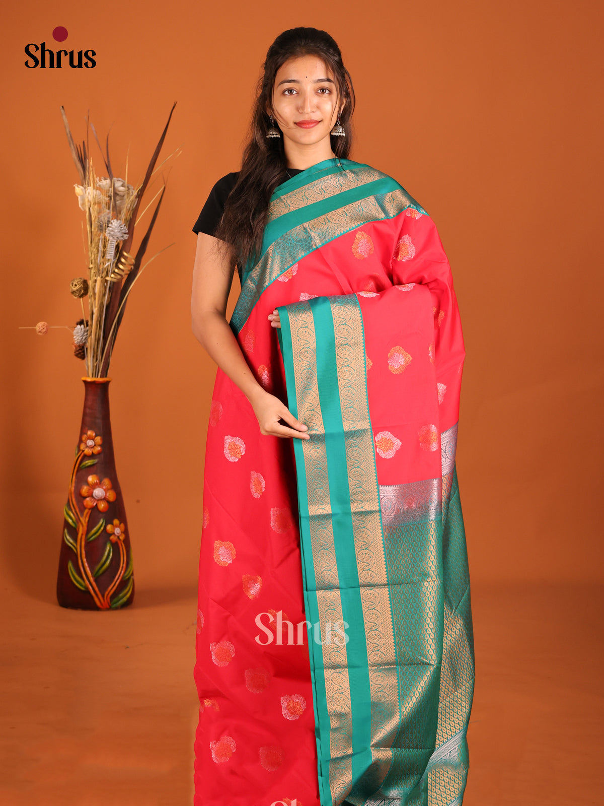 Red & Green- Semi Kanchipuram Saree