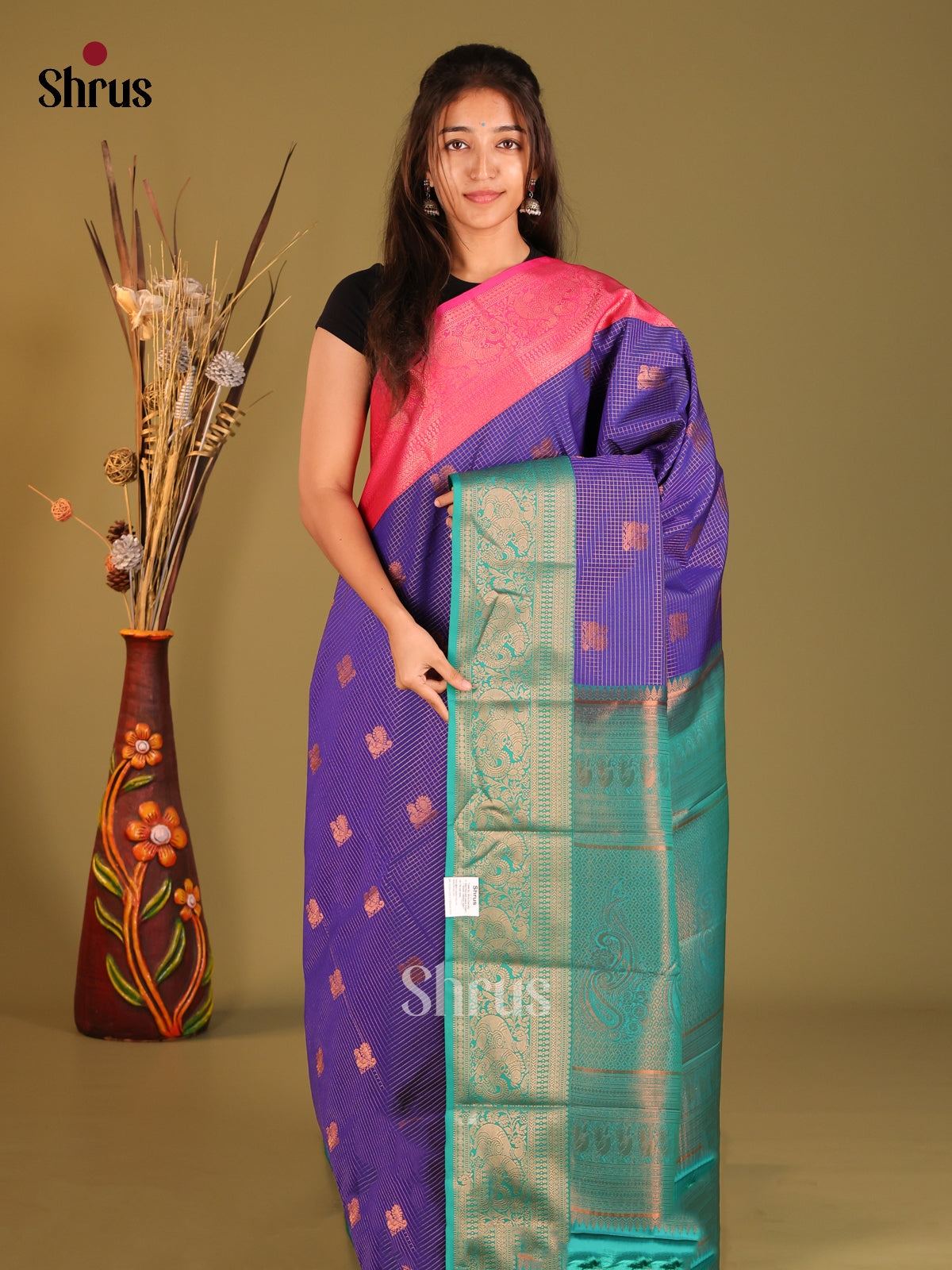 Blue & Green - Semi Kanchipuram Saree