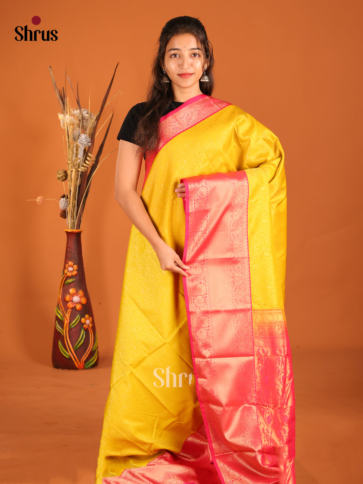 Yellow & Red - Semi Kanchipuram Saree
