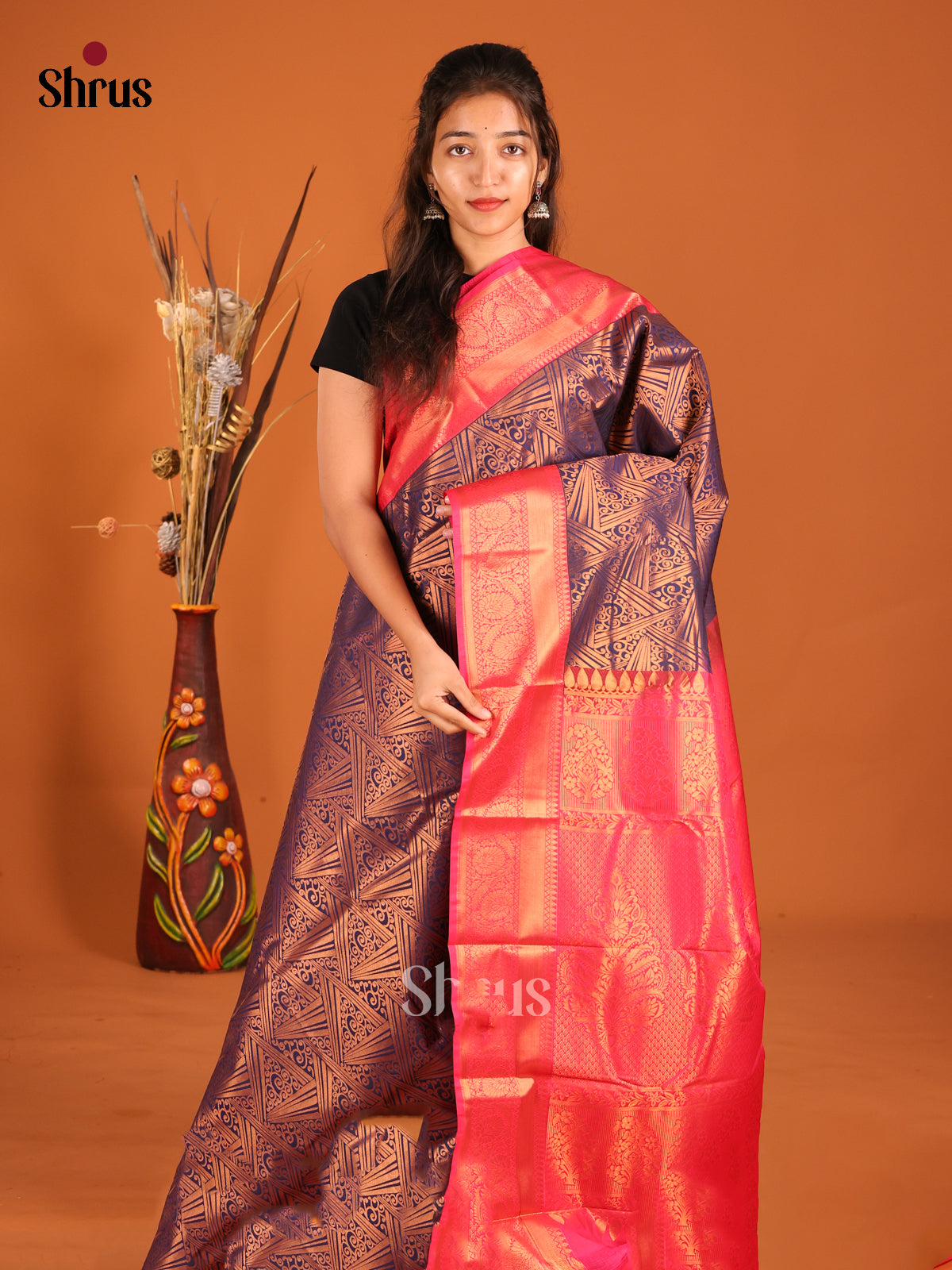 DHS04305 - Semi Kanchipuram Saree - Shop on Shrus.com
