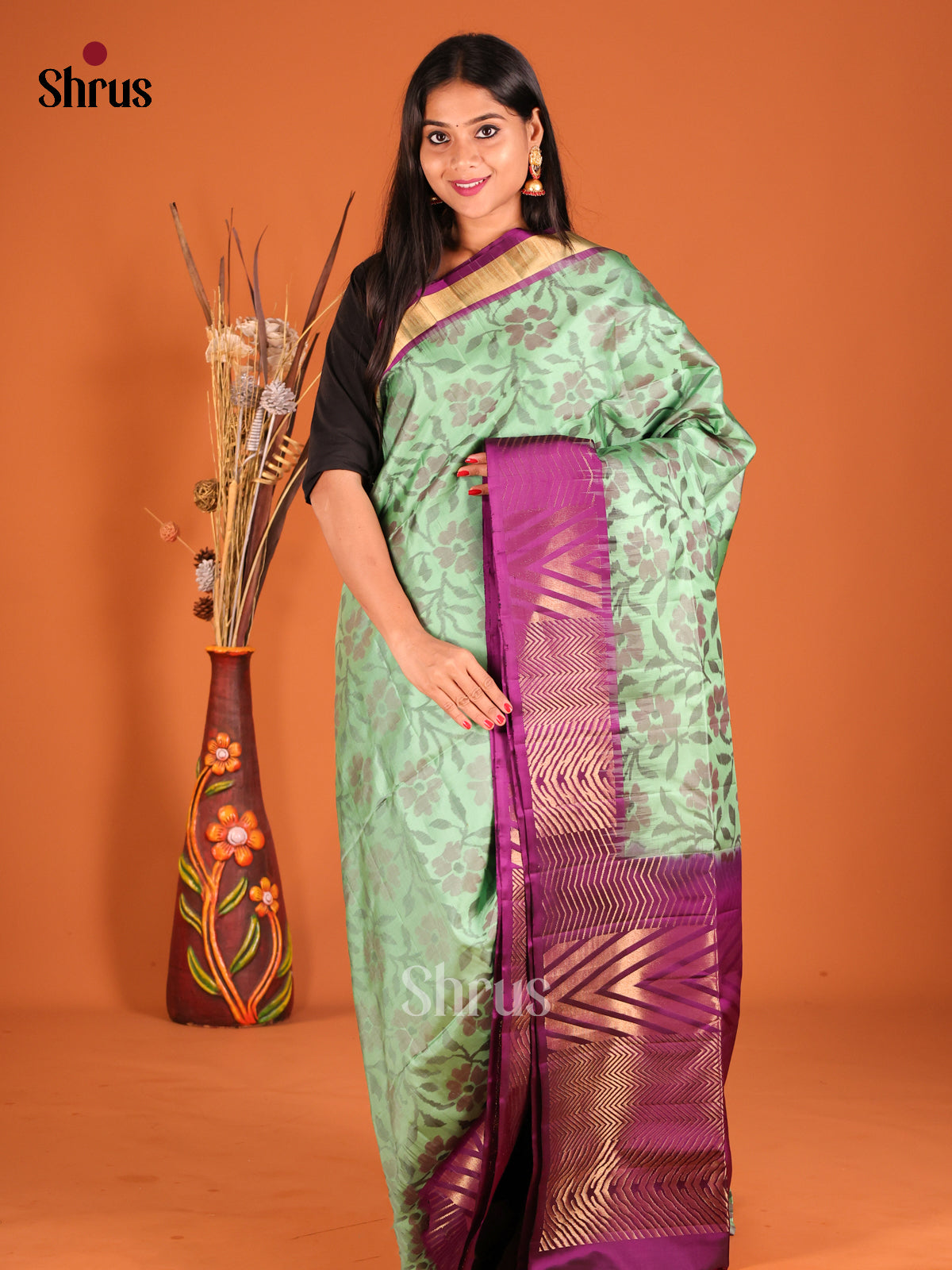 DHS04309 - Soft Silk Saree - Shop on Shrus.com