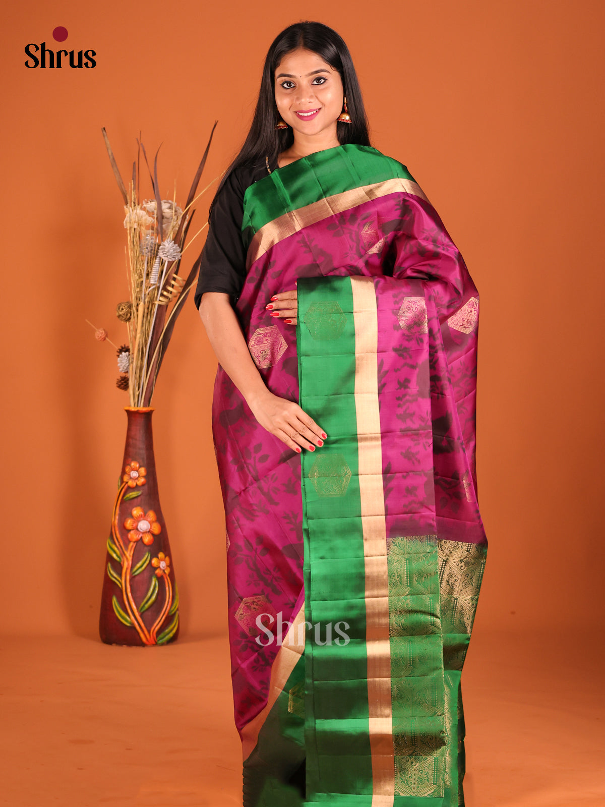 DHS04317 - Soft Silk Saree - Shop on Shrus.com