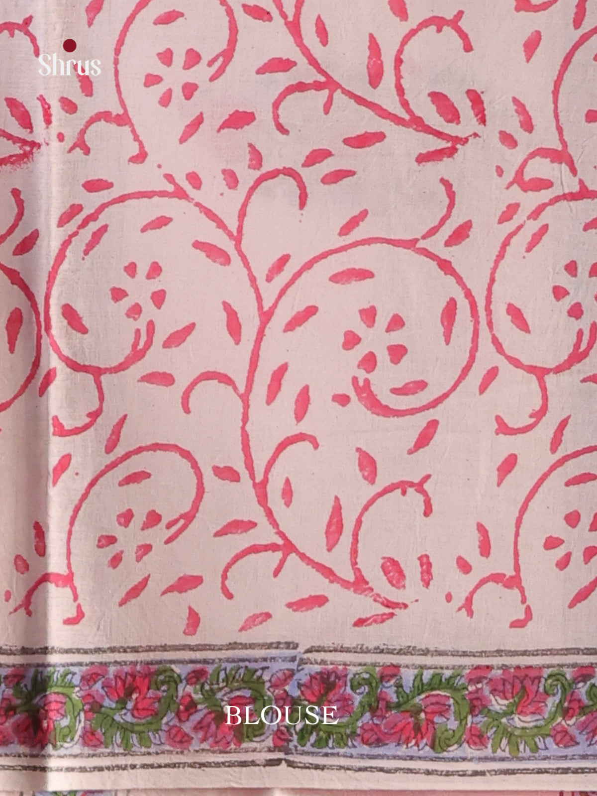 Cream & Pink - Jaipur cotton Saree