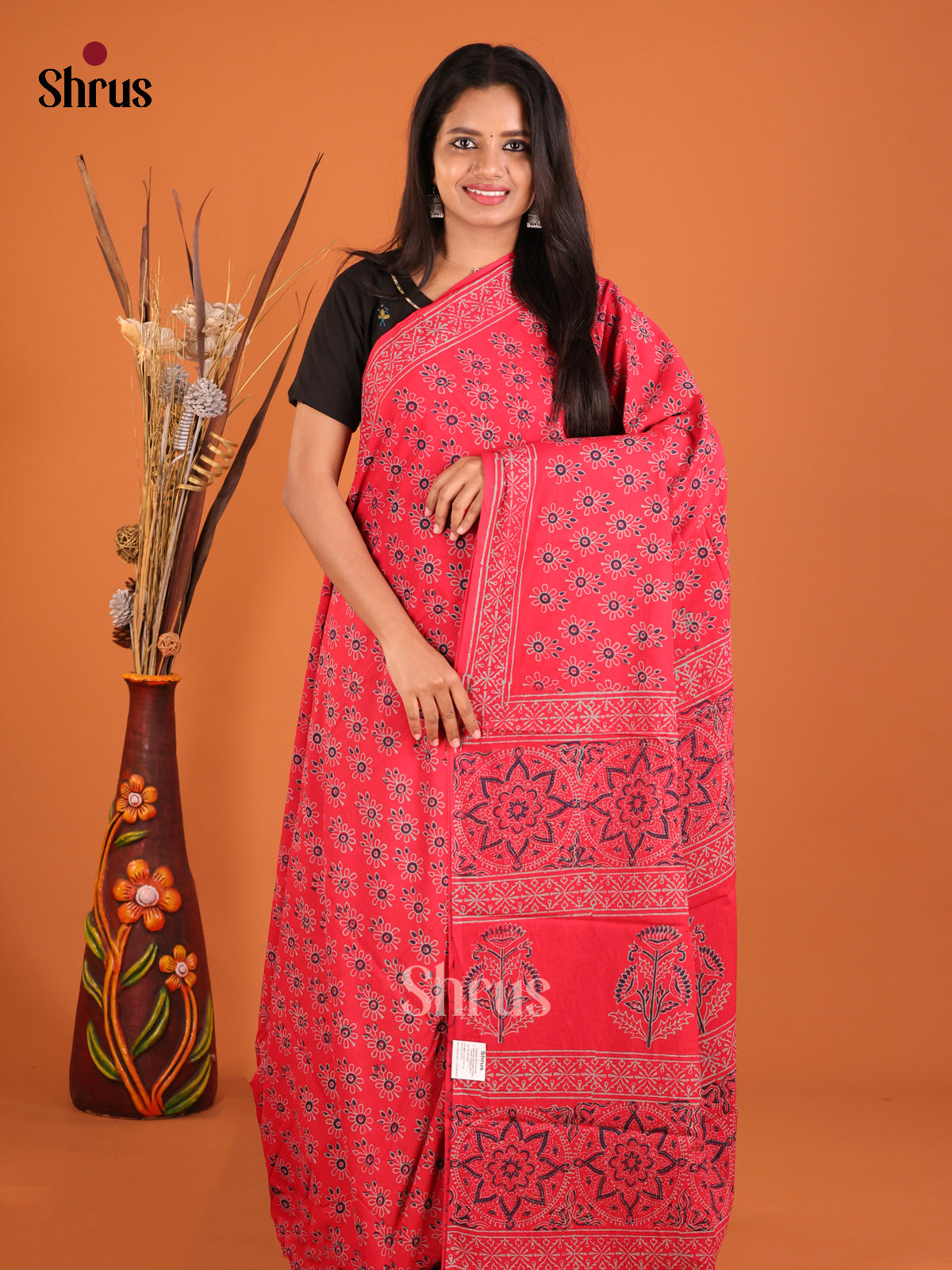 Red - Jaipur cotton Saree