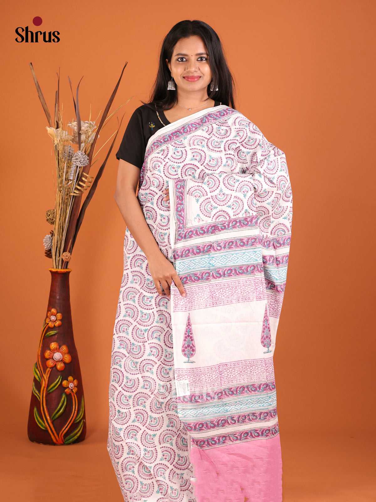 DHS04429 - Jaipur cotton Saree - Shop on Shrus.com