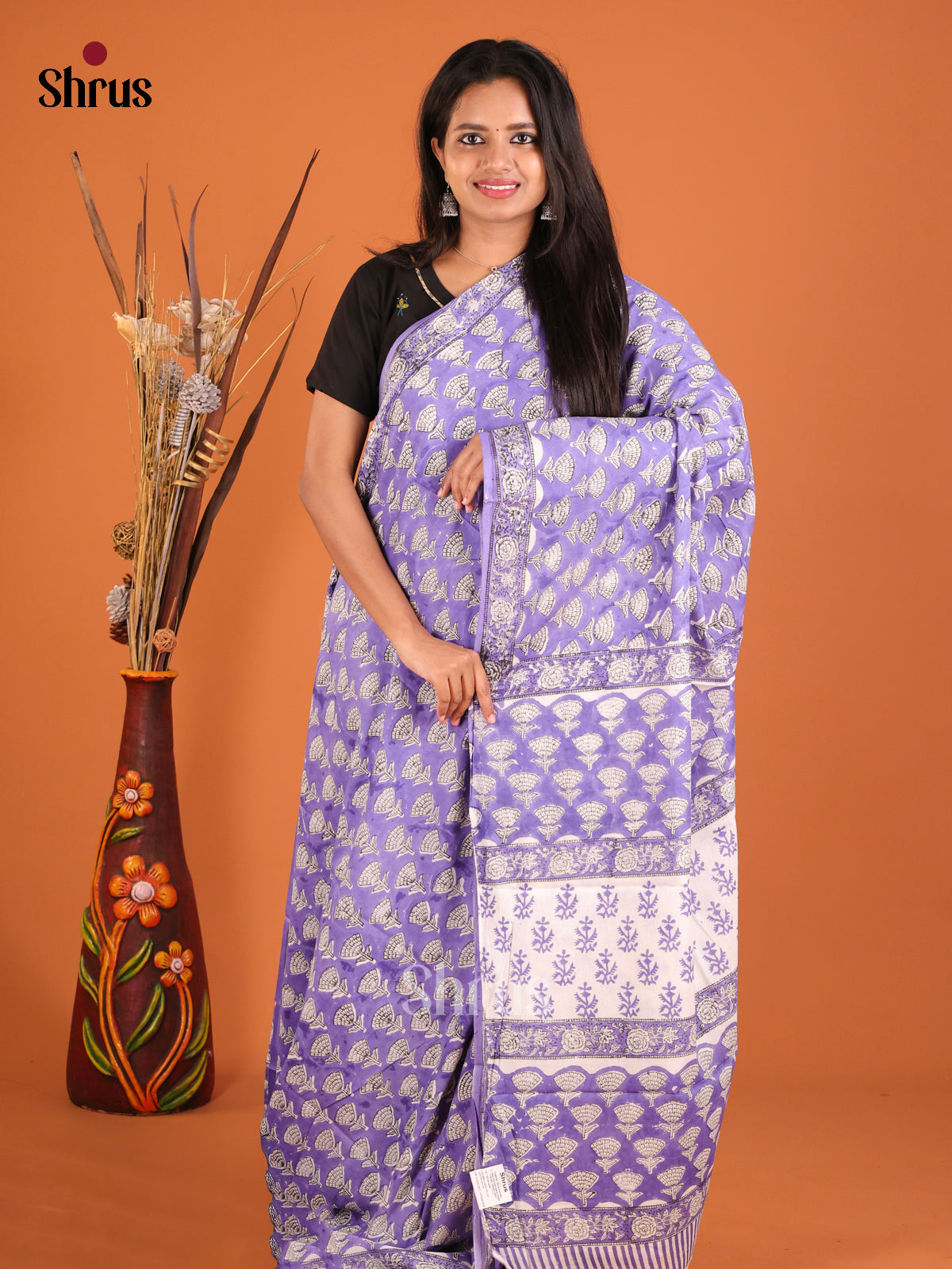 DHS04435 - Jaipur cotton Saree - Shop on Shrus.com