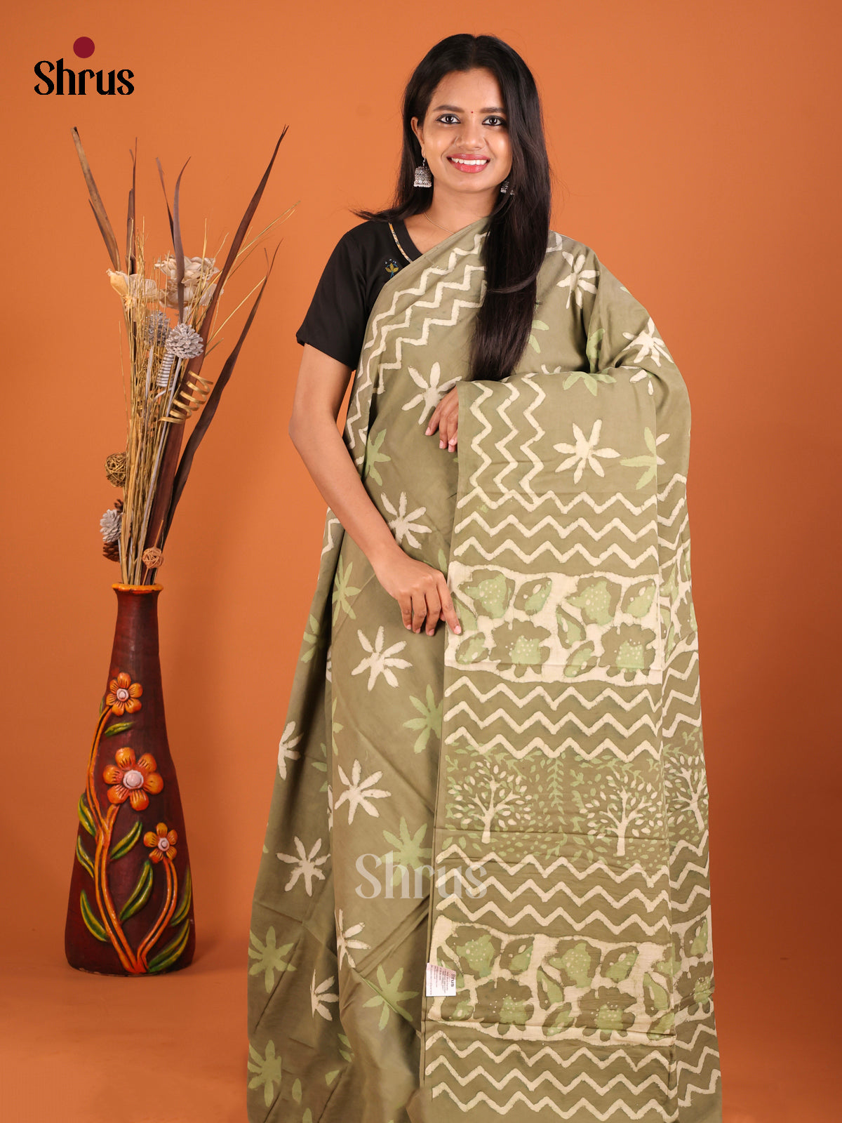 Chutney Green - Jaipur cotton Saree