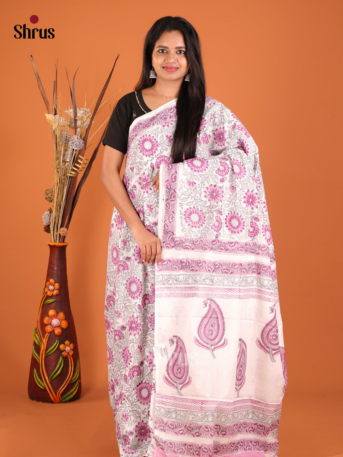 DHS04441 - Jaipur cotton Saree - Shop on Shrus.com
