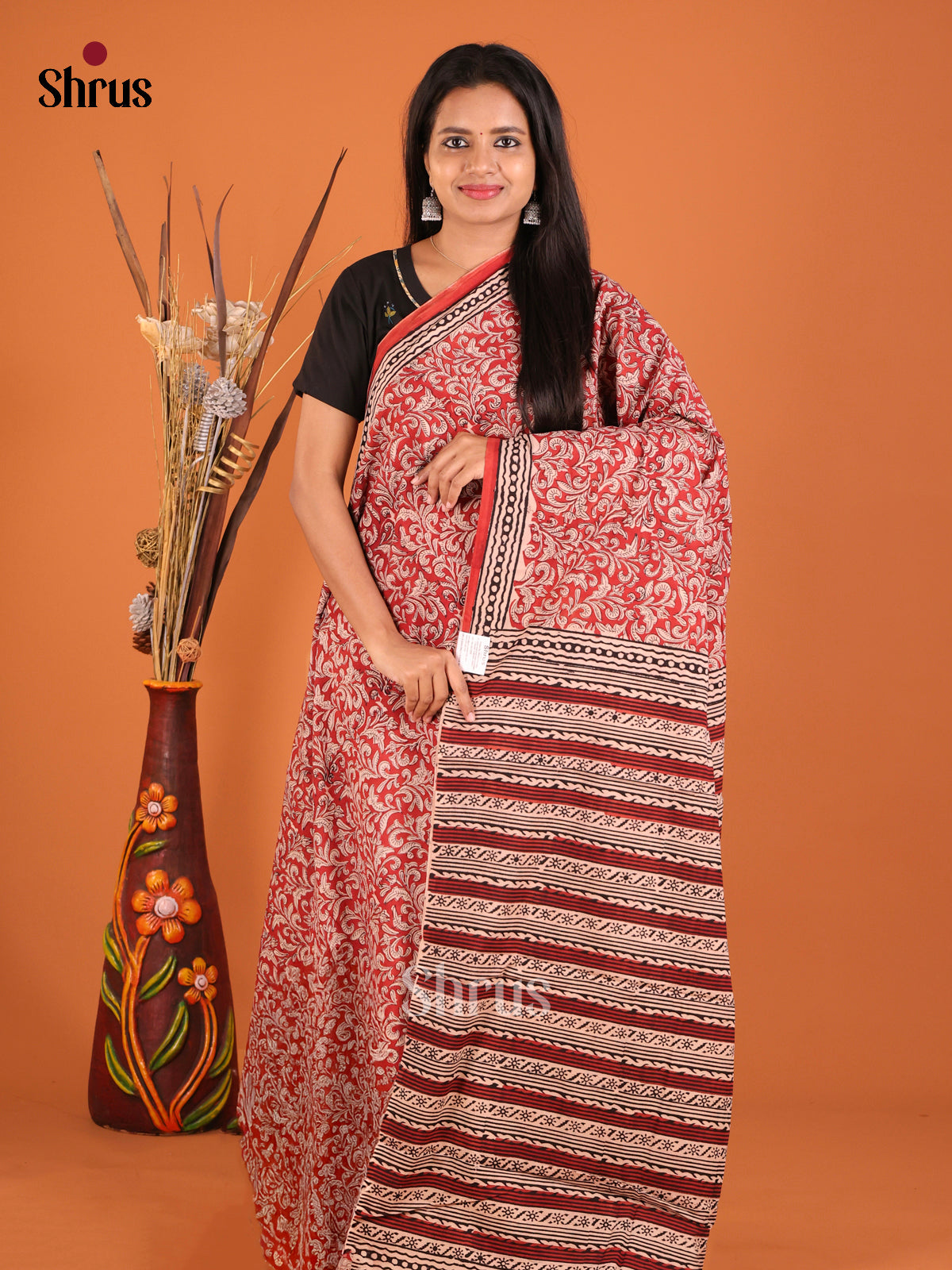 Red - Jaipur cotton Saree