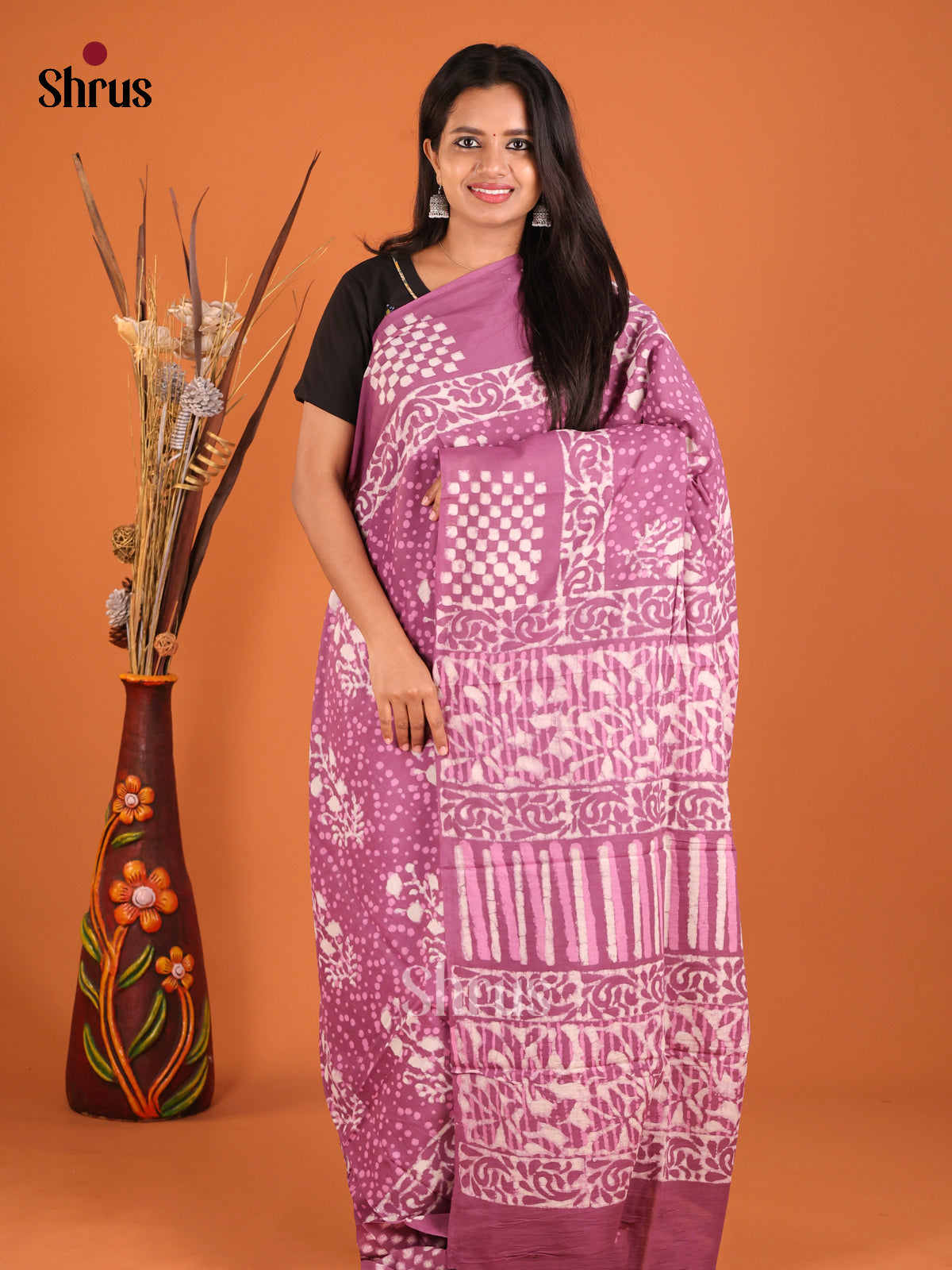Purple- Jaipur cotton Saree
