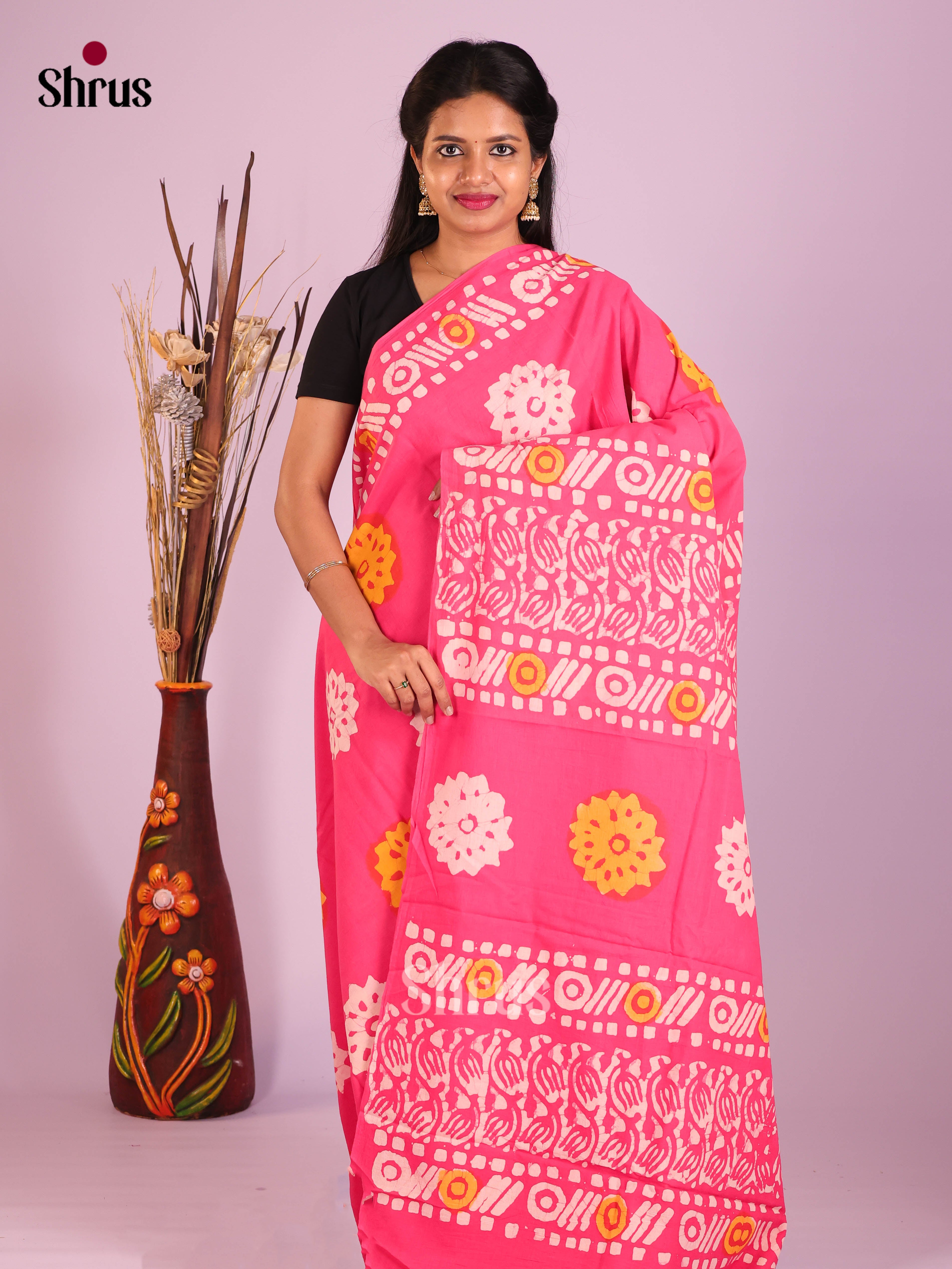 DHS04468 - Jaipur cotton Saree - Shop on Shrus.com