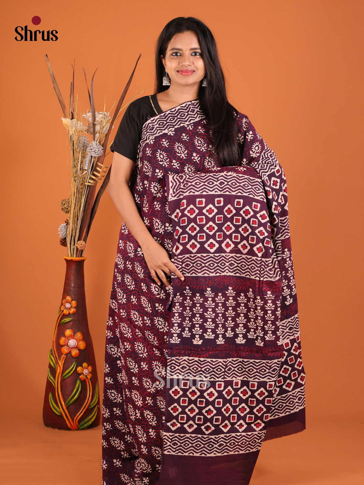 Purple - Jaipur cotton Saree