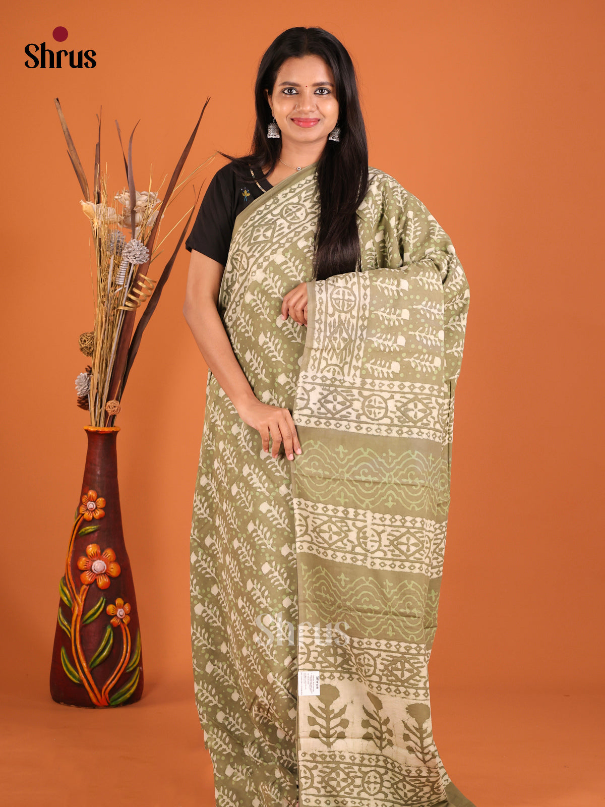 Chutney Green - Jaipur cotton Saree