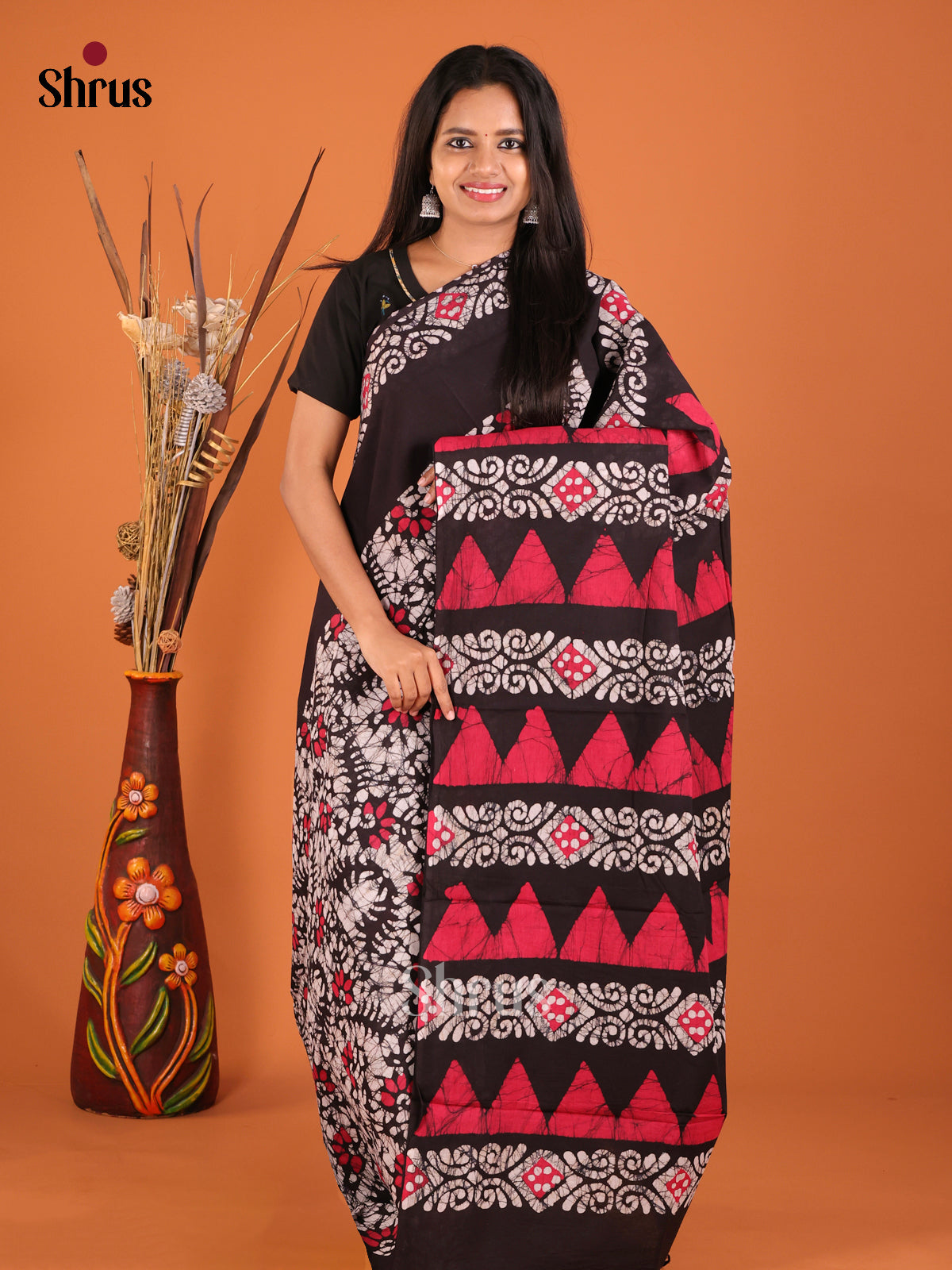 Black - Jaipur cotton Saree