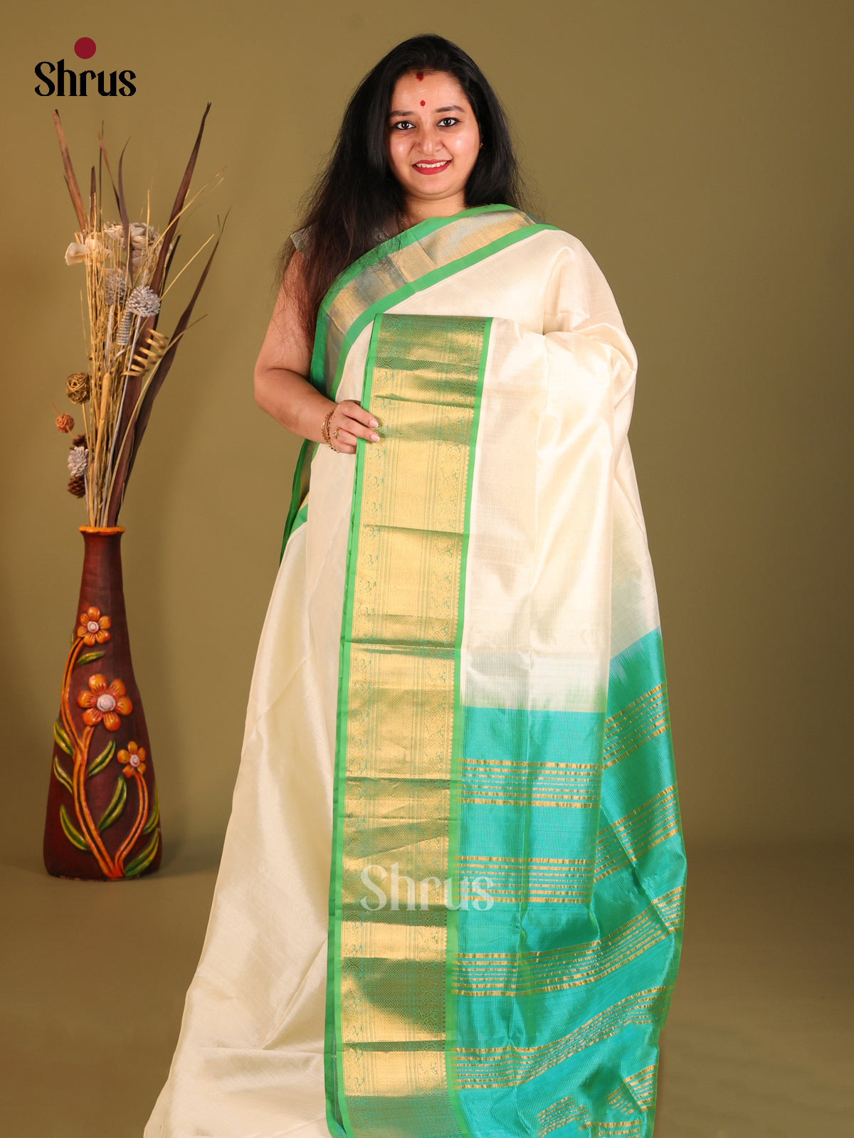 DHS04495 - Korvai-Big border Saree - Shop on Shrus.com