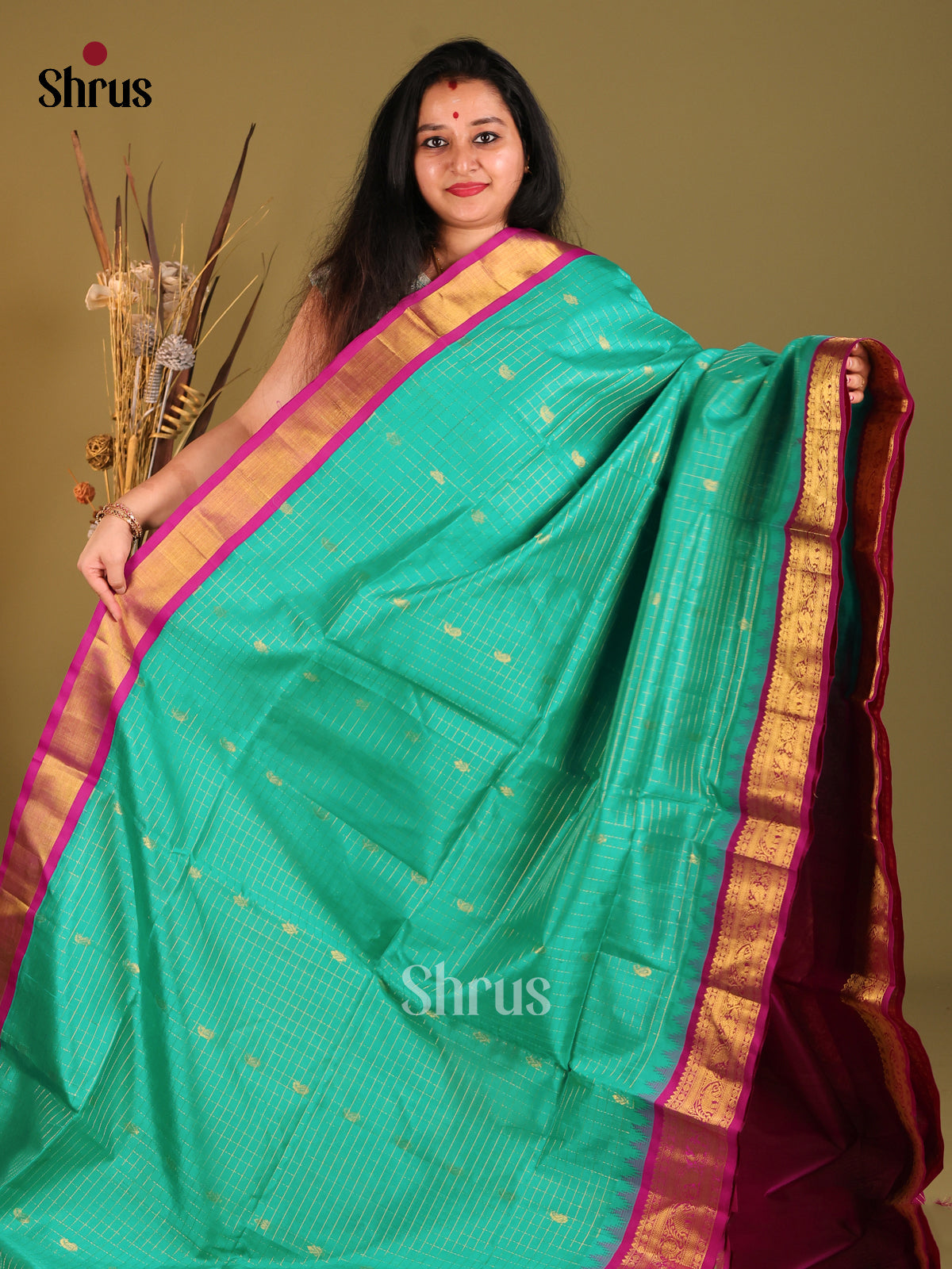 DHS04513 - Korvai-kattams Saree - Shop on Shrus.com