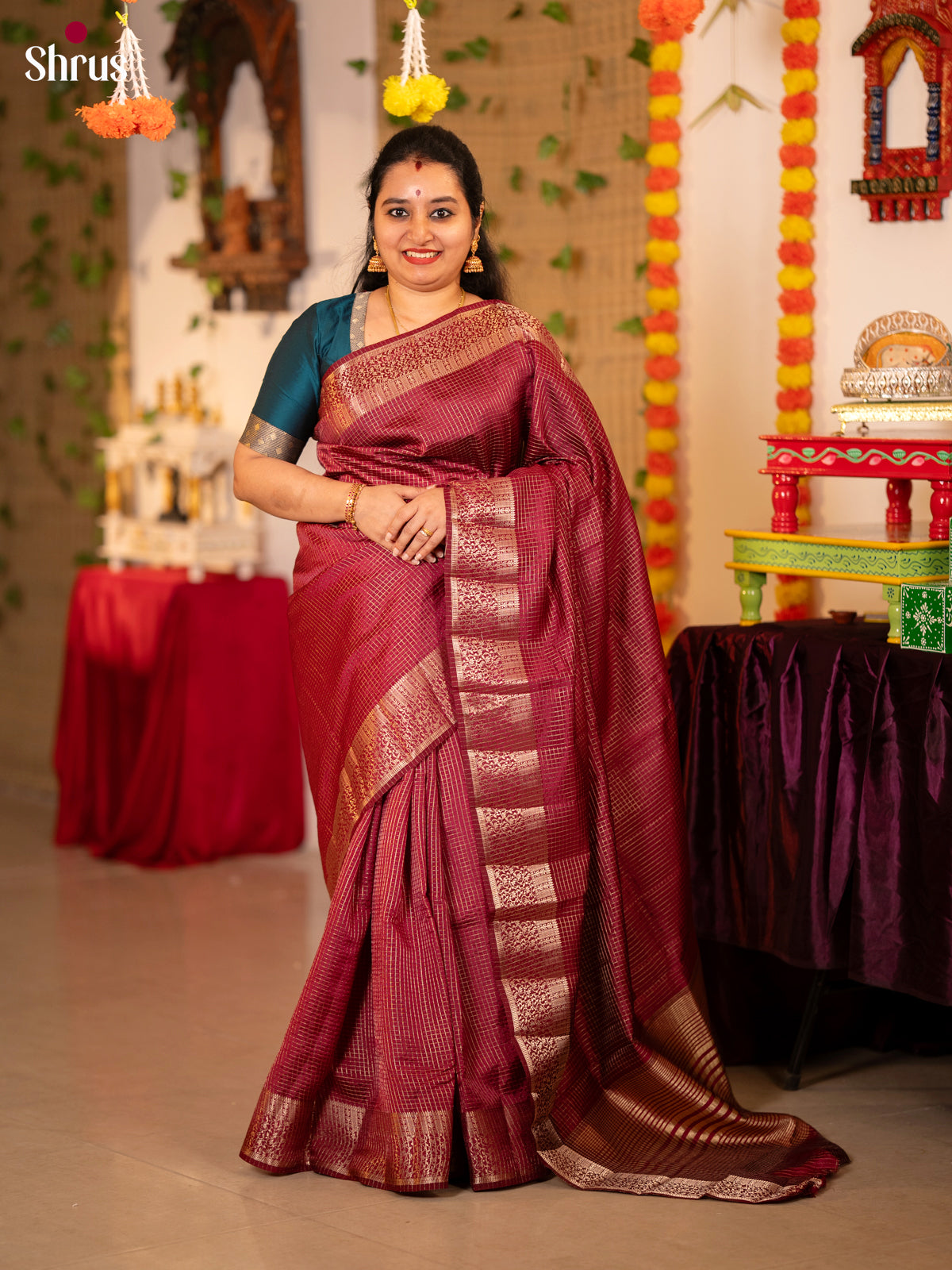 DHS05007 - Semi Rawsilk Saree - Shop on Shrus.com