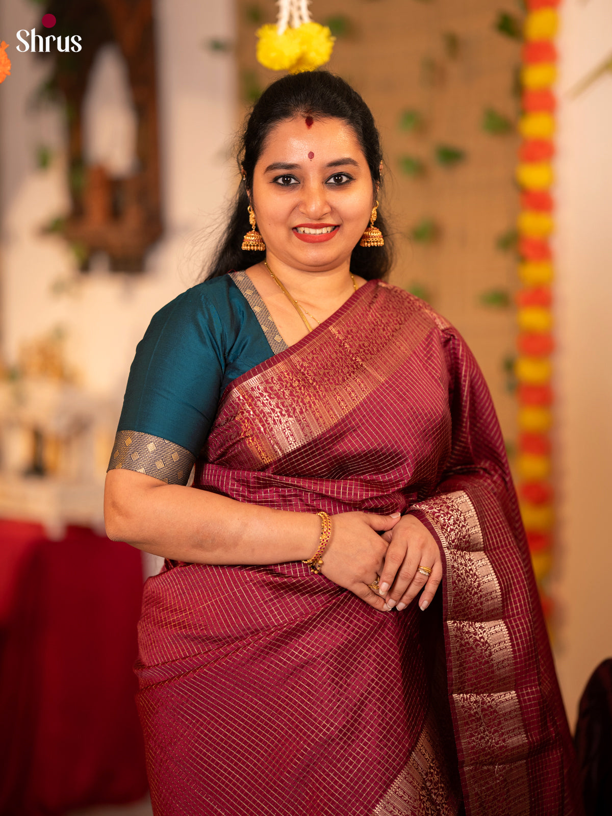 DHS05007 - Semi Rawsilk Saree - Shop on Shrus.com