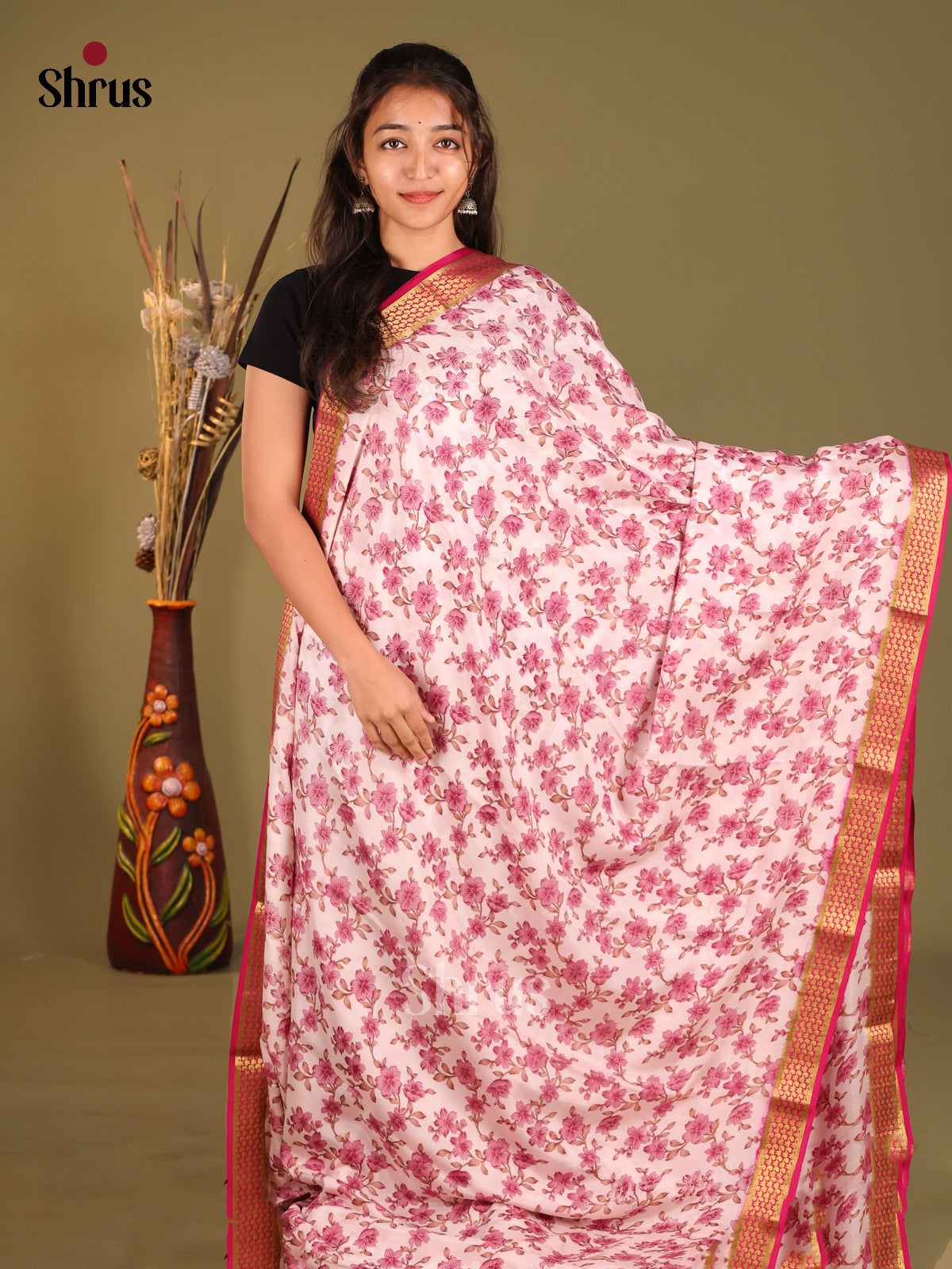 DHS05480 - Mysore Silk Print Saree