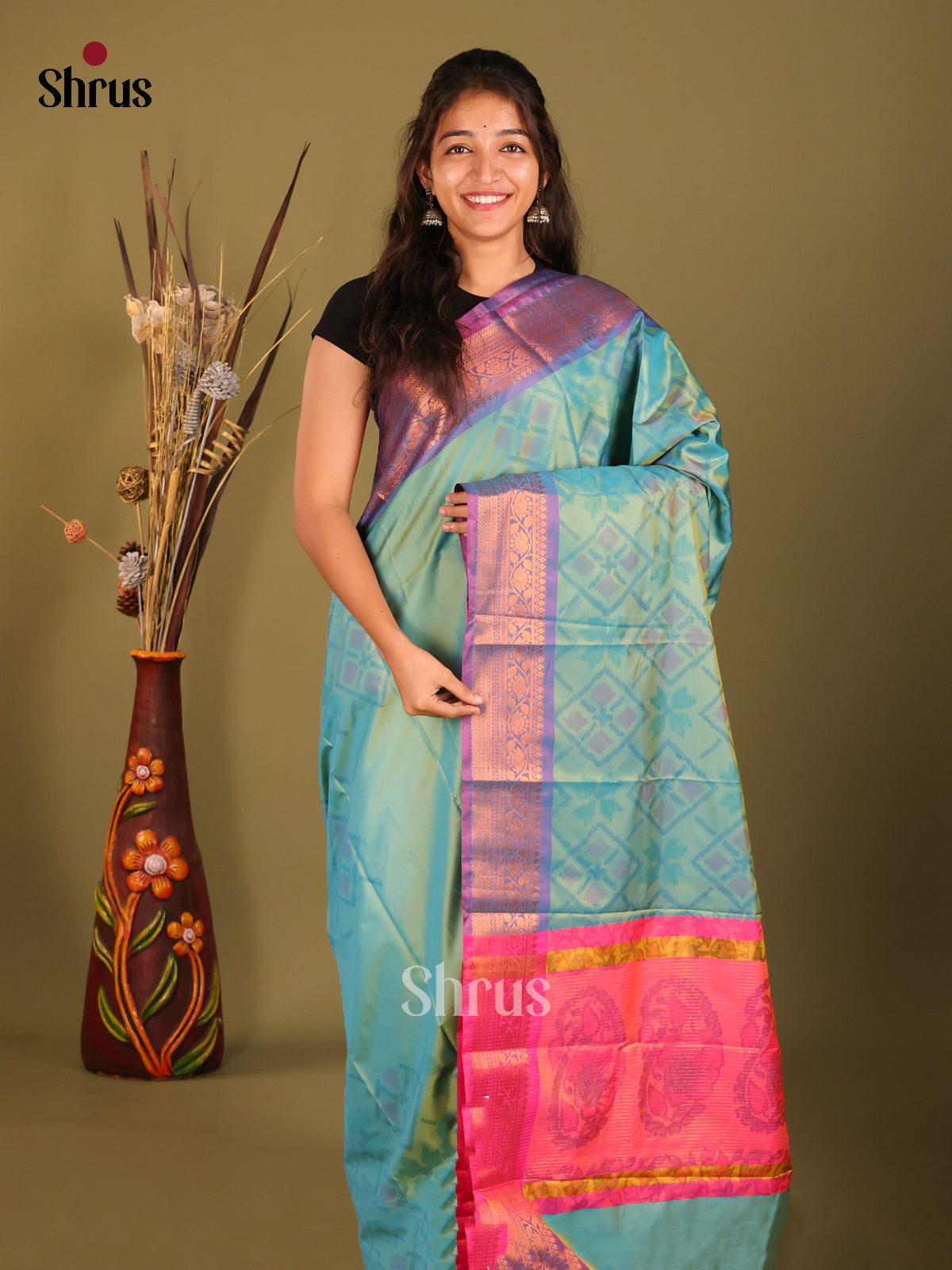 Blue & Purple - Semi Pochampally Saree