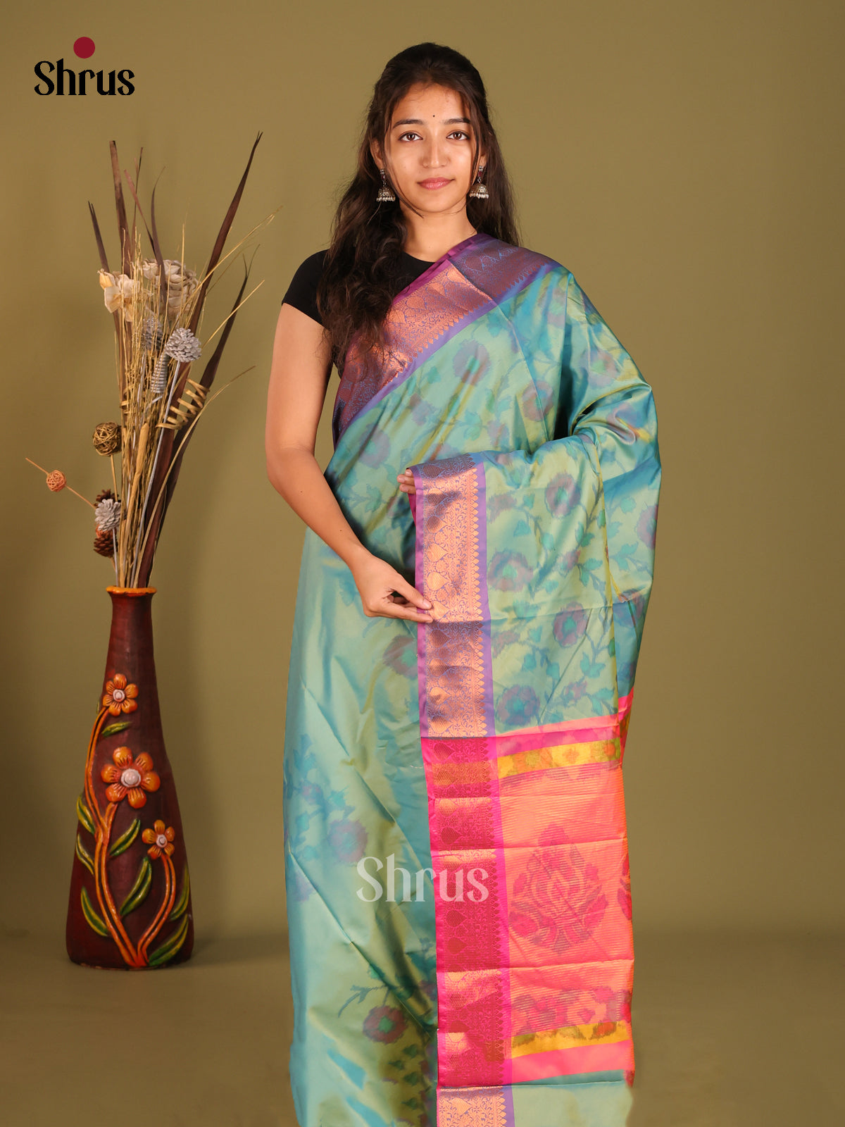 Blue & Purple - Semi Pochampally Saree