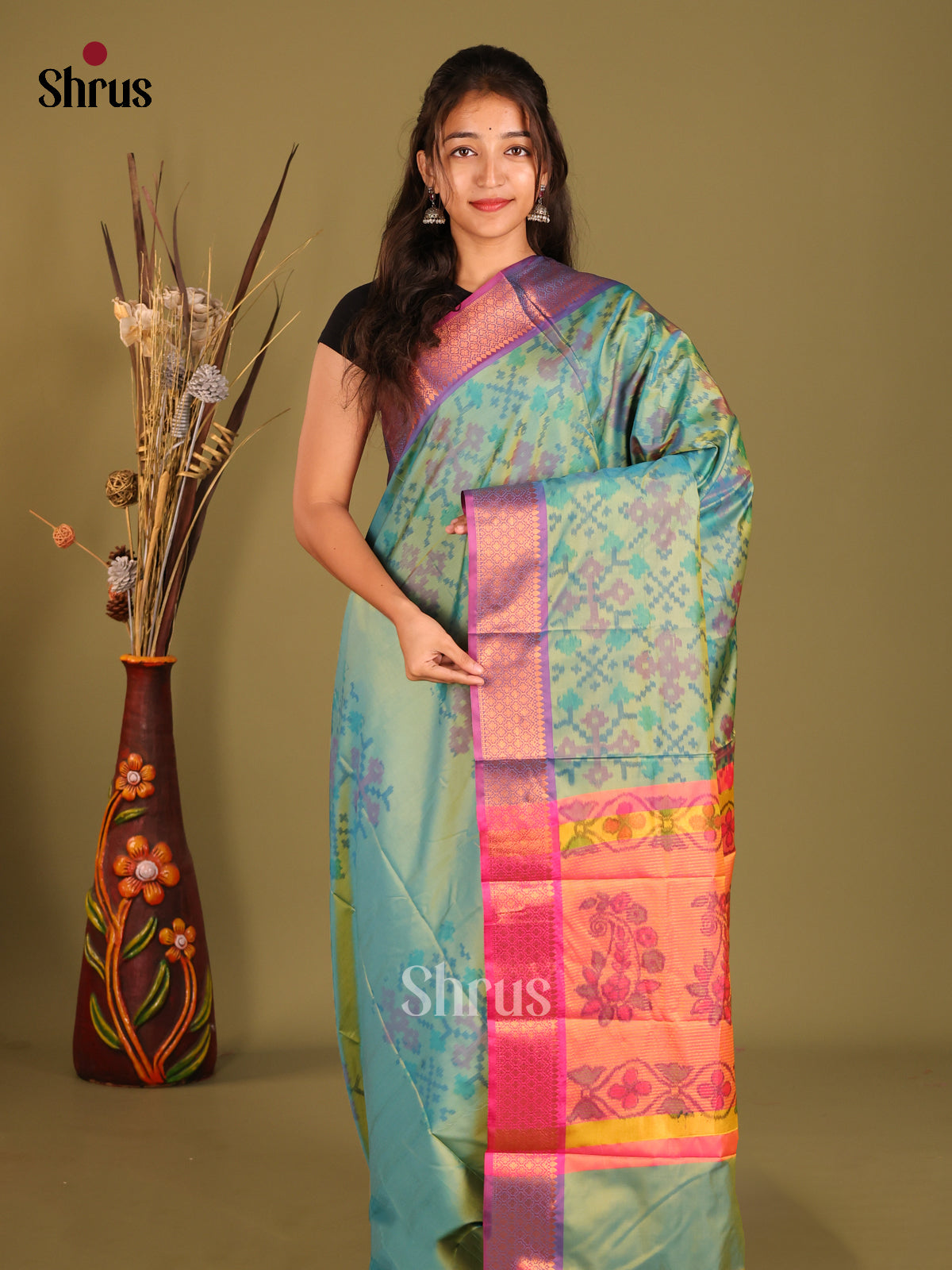 Blue & Purple - Semi Pochampally Saree