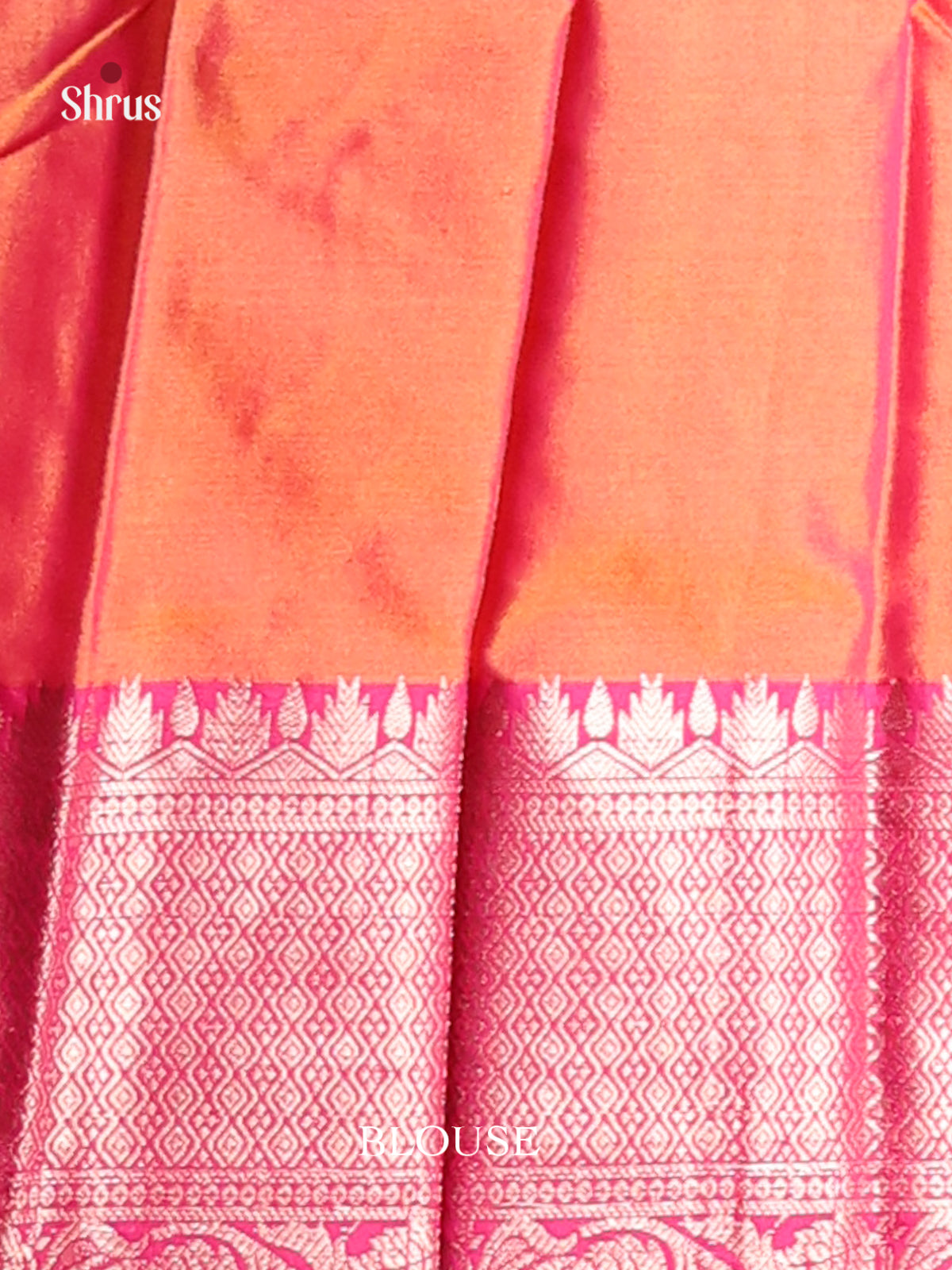 Orange & Pink - Semi Pochampally Saree - Shop on Shrus.com