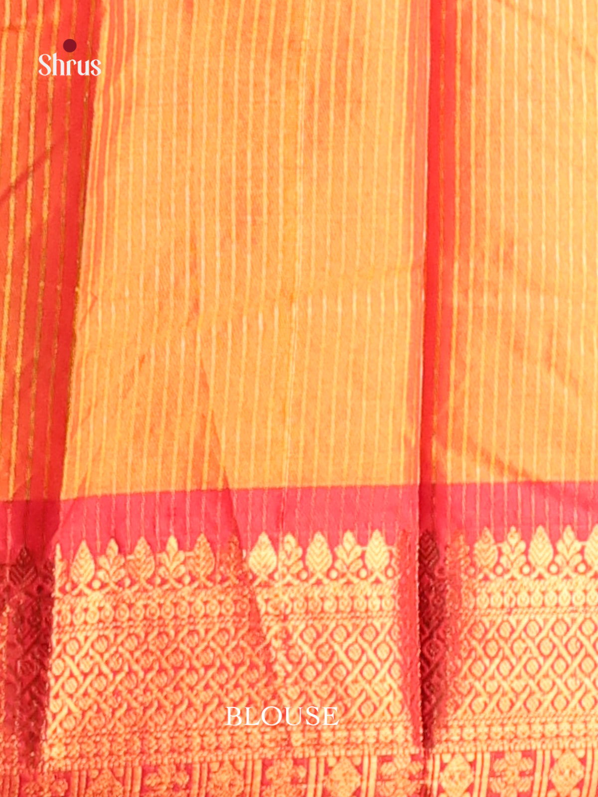 Light Green & Orange- Semi Pochampally Saree - Shop on Shrus.com