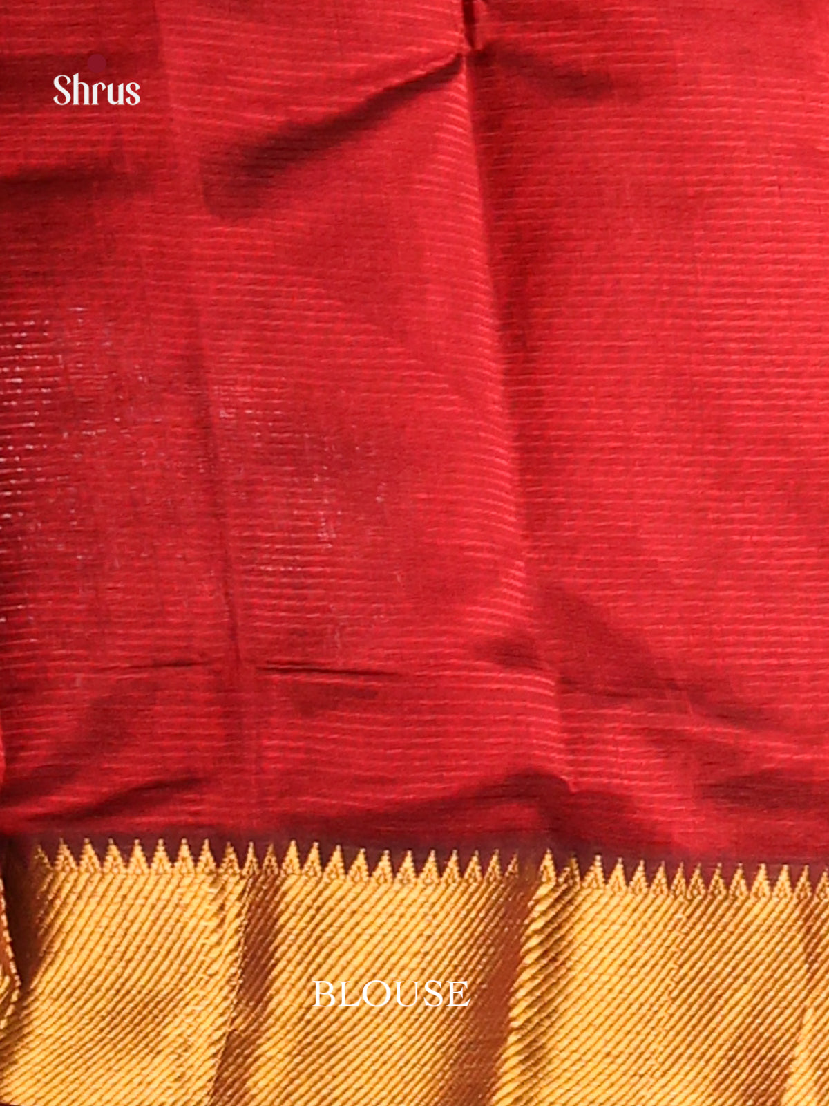 Maroon Single tone Mangalagiri silkcotton Saree with gold zari border -1
