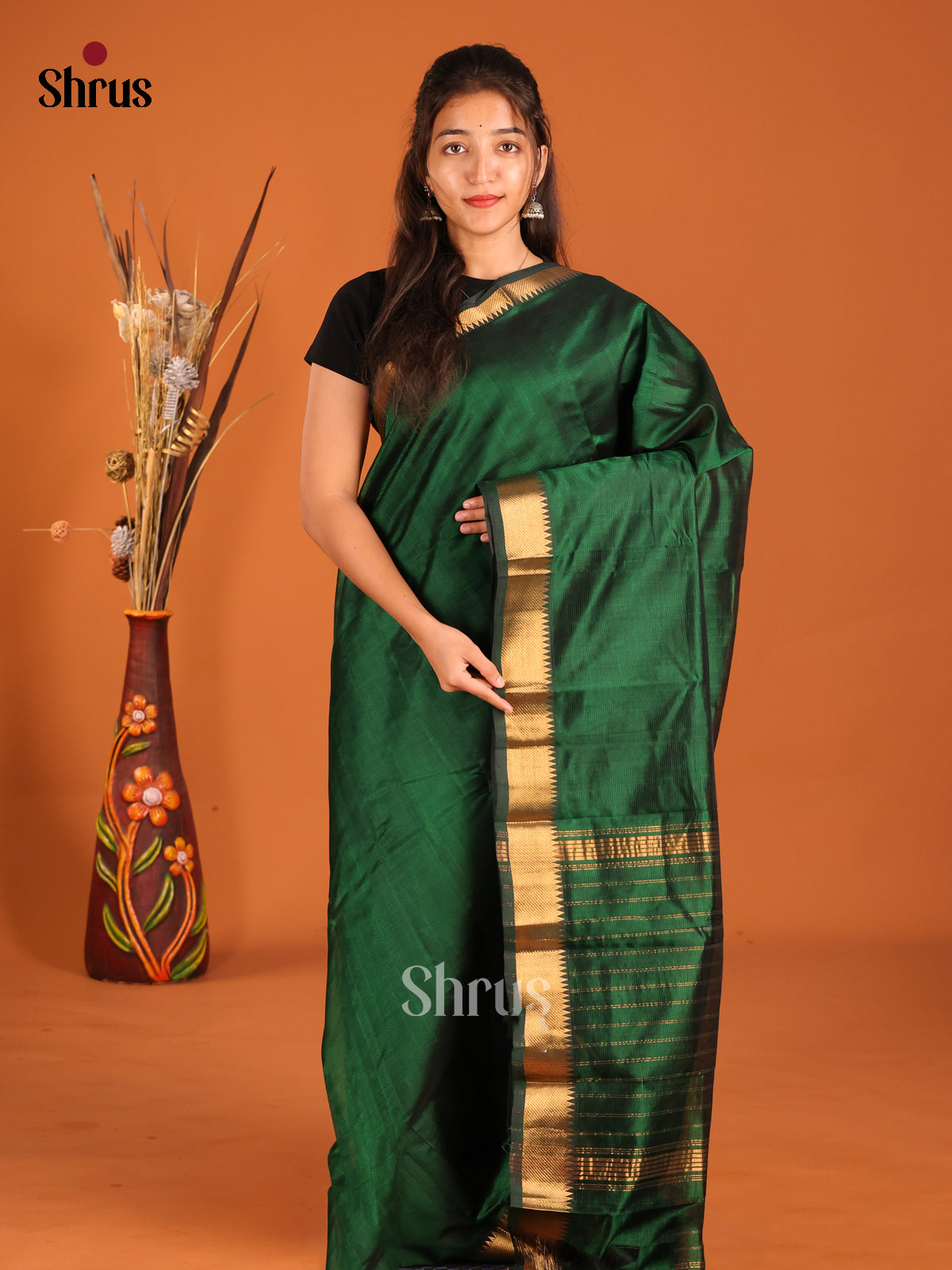 DHS05727 - Mangalagiri silkcotton Saree - Shop on Shrus.com