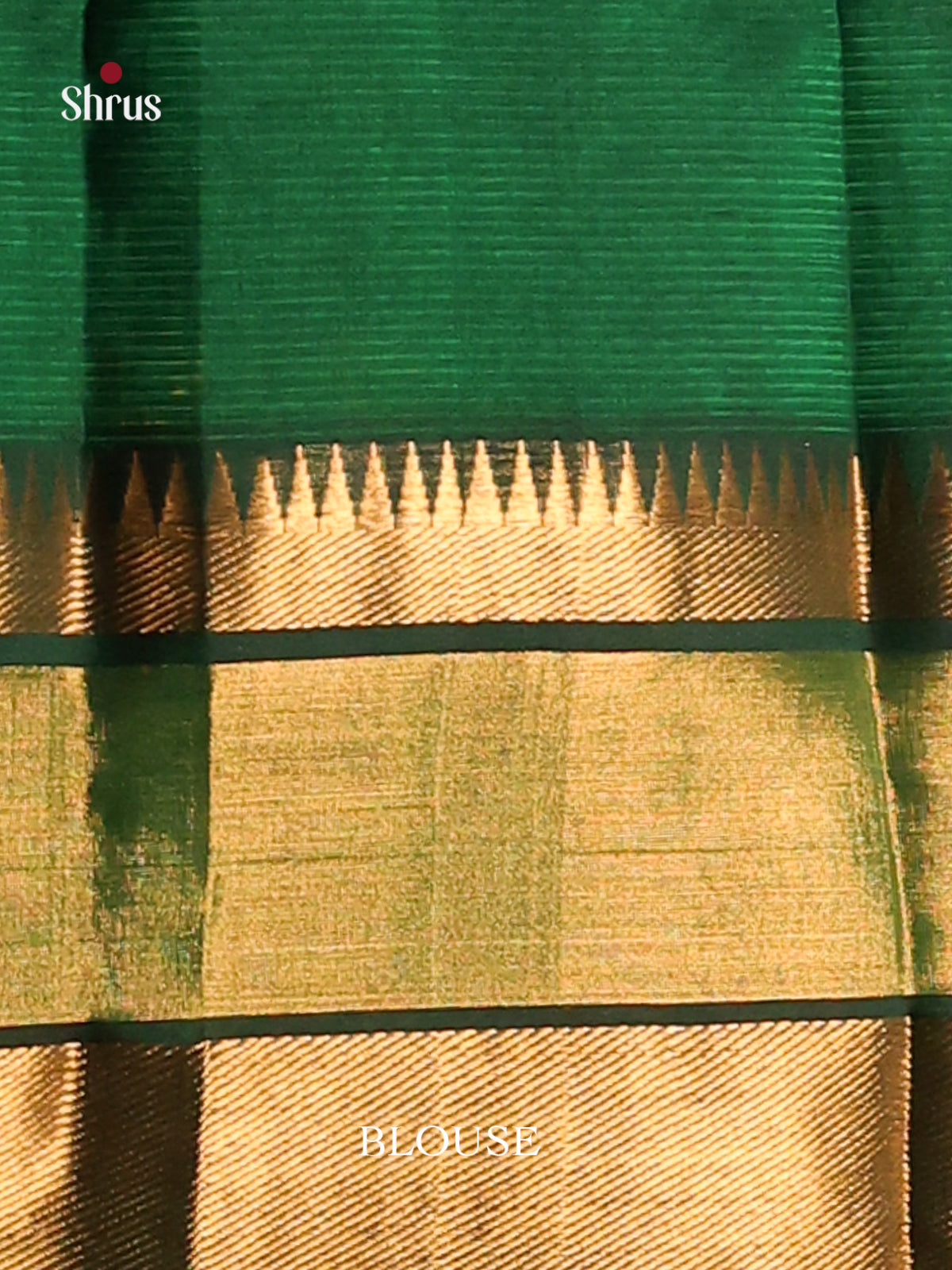Green single tone Mangalagiri silkcotton Saree with gold zari border - Shop on Shrus.com