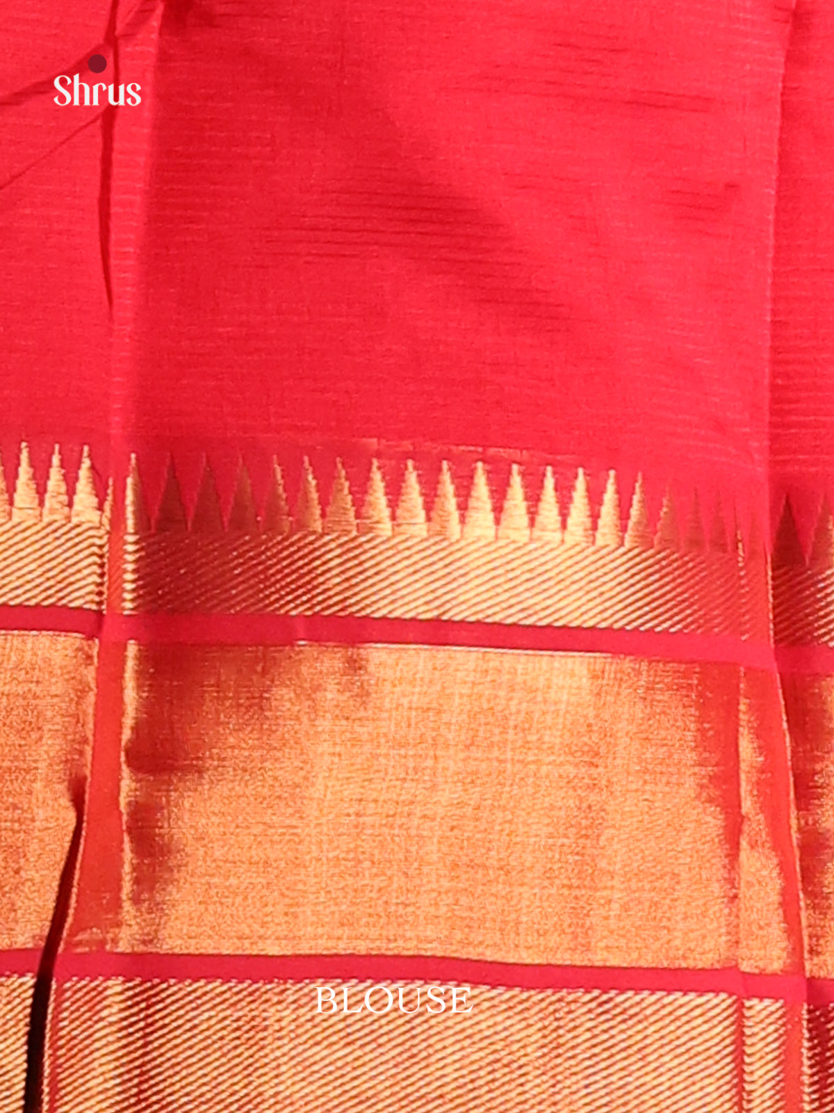 Red Single Tone Mangalagiri silkcotton Saree with zari border -1