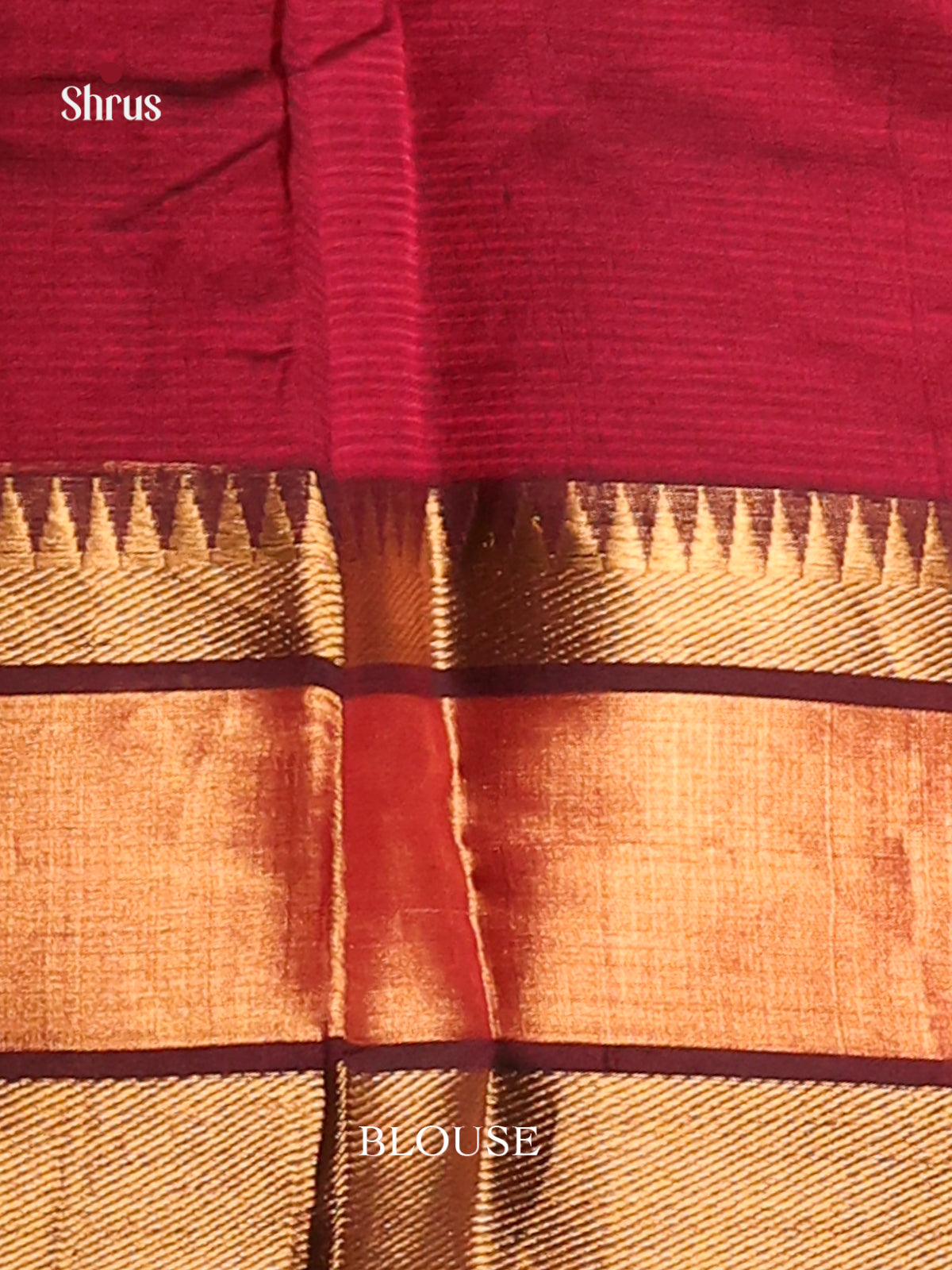 Maroon single tone Mangalagiri silkcotton Saree with self zari border - Shop on Shrus.com