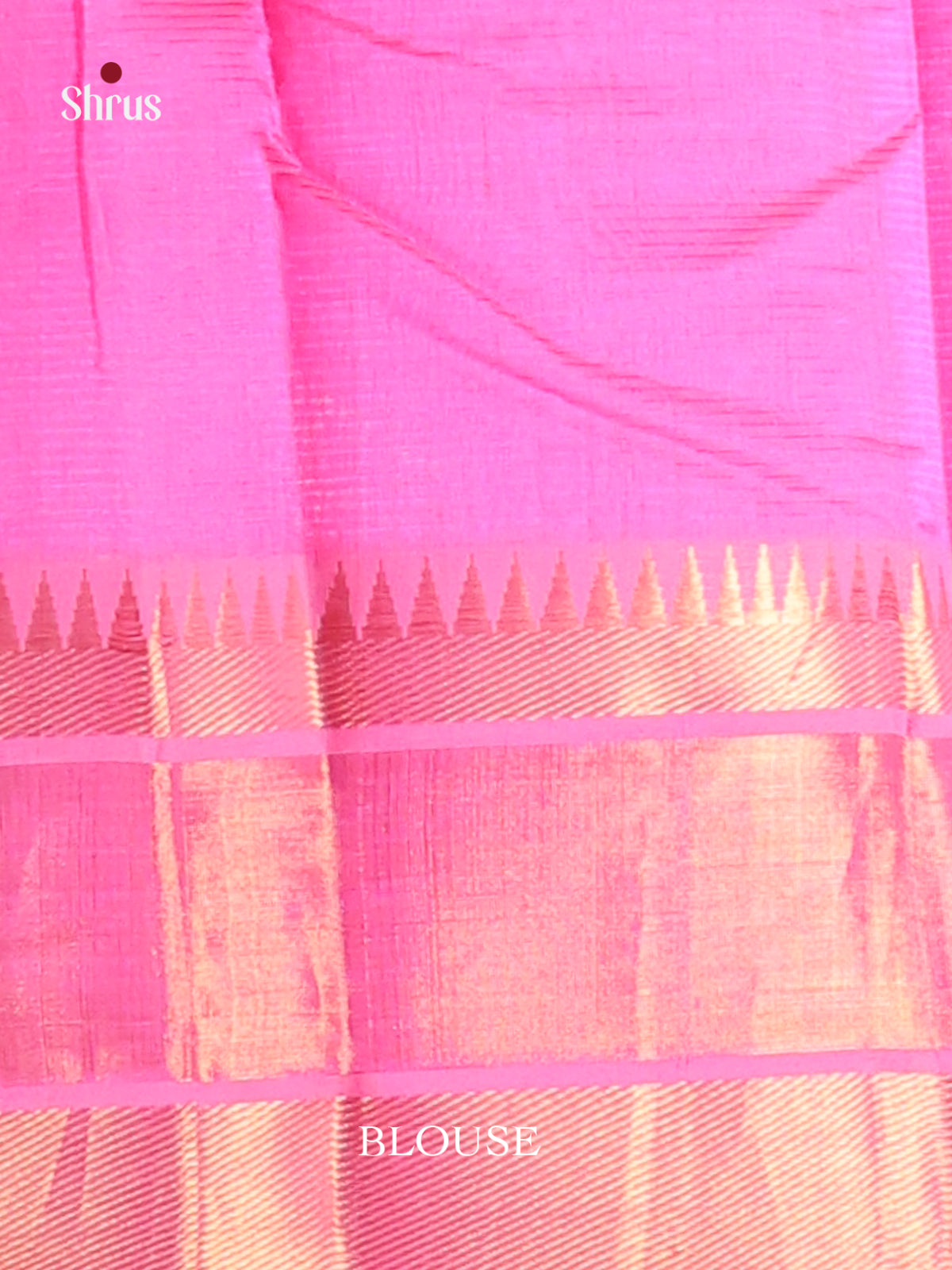 Pink single tone Mangalagiri silkcotton Saree with zari checks -1