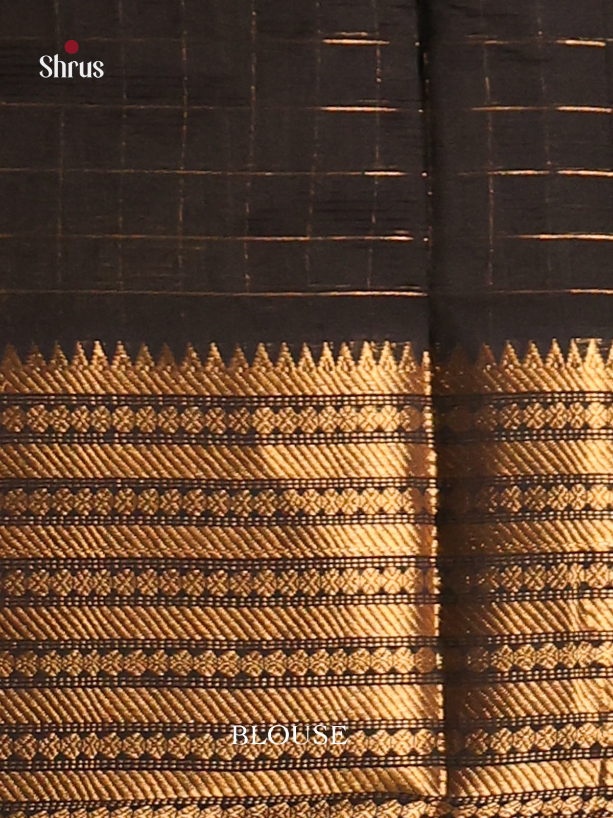 Black Single tone Mangalagiri silkcotton Saree with zari checks -1