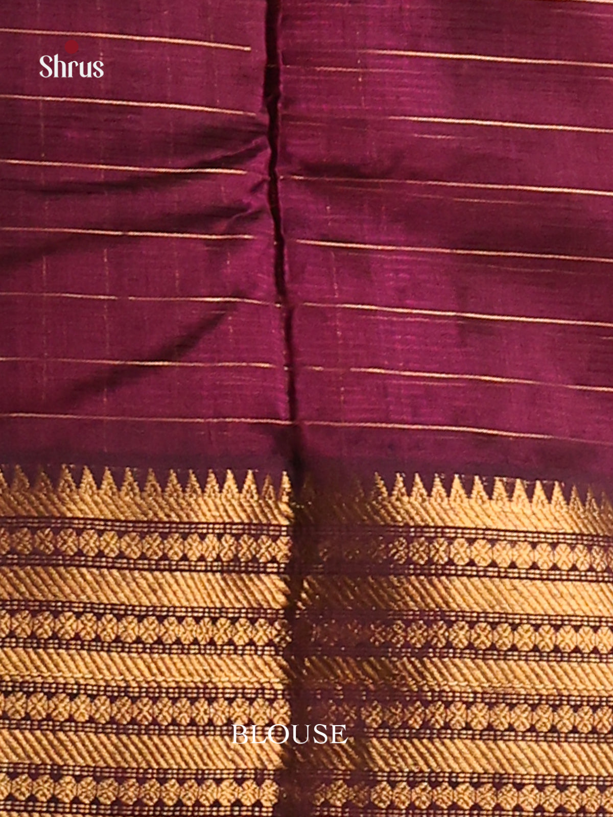 Wine single tone Mangalagiri silkcotton Saree with rich gold zari border - Shop on Shrus.com