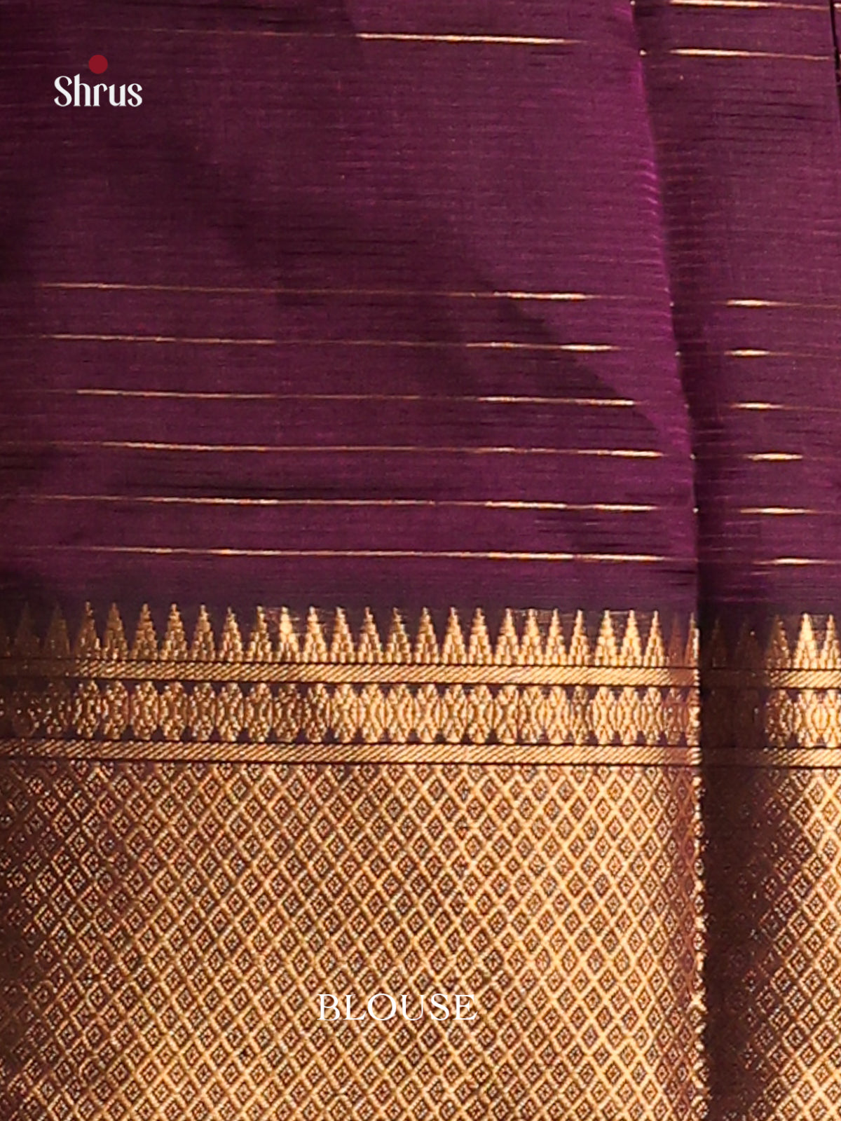 Jamun single tone Mangalagiri silkcotton Saree with rich gold zari border -1