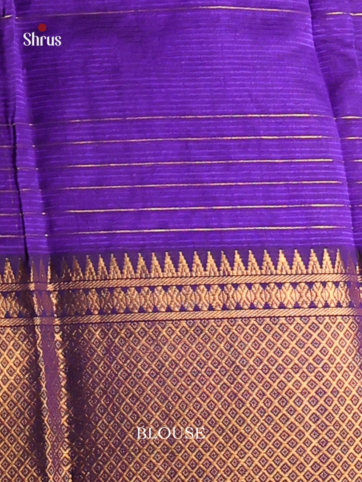 Violet single tone Mangalagiri silkcotton Saree with rich zari border - Shop on Shrus.com