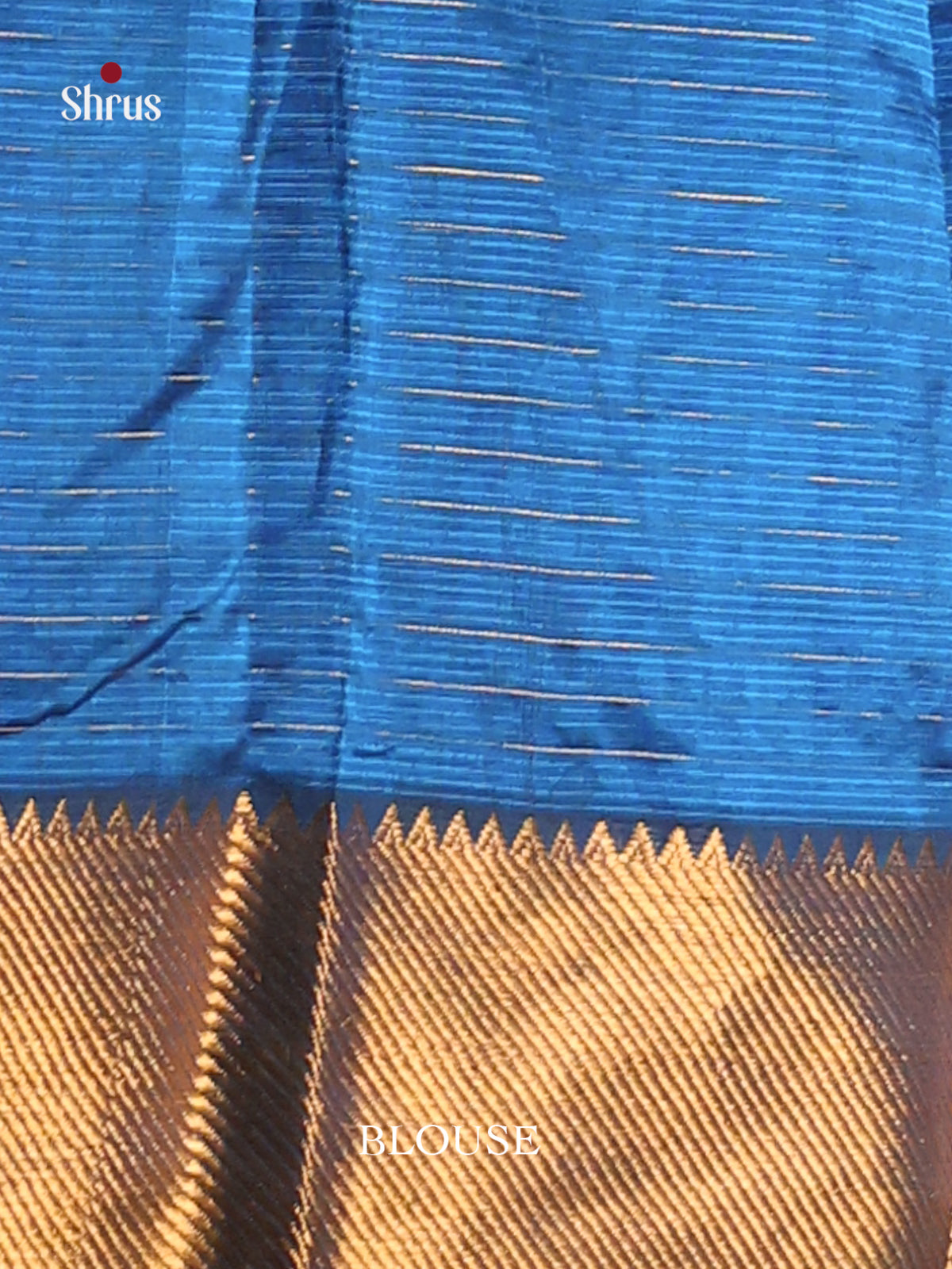 Blue single tone Mangalagiri silkcotton Saree with zari checks