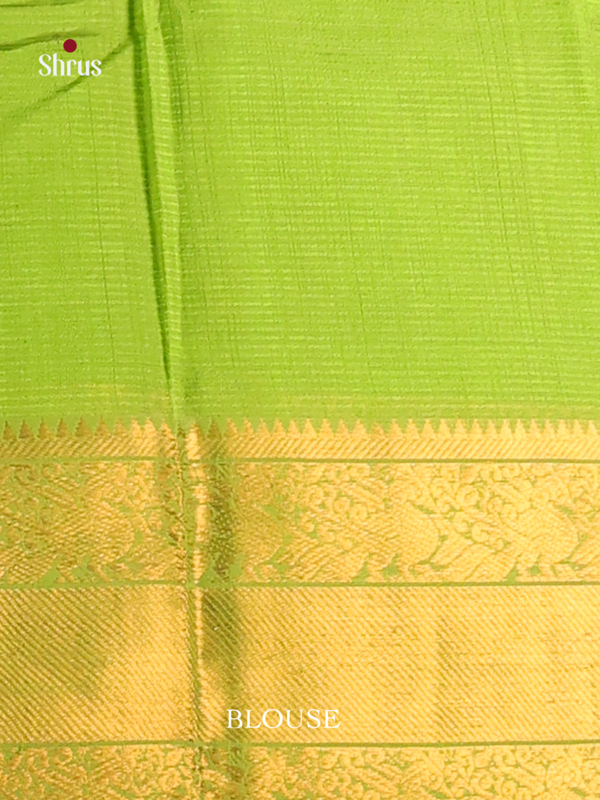 Parrot Green single tone Mangalagiri silkcotton Saree with gold zari border -1