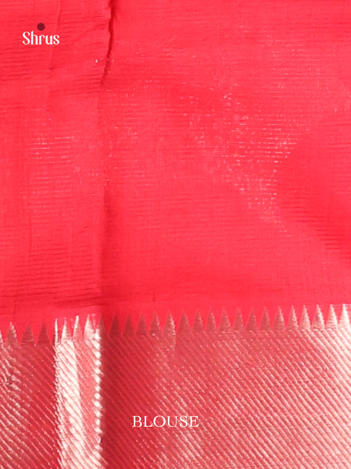 Red Single Tone Mangalagiri silkcotton Saree with self zari border -1