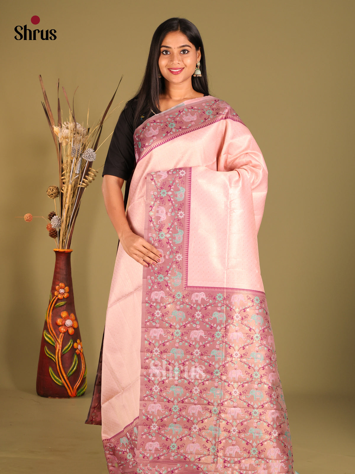 Baby Pink & Pink- Semi matka Saree