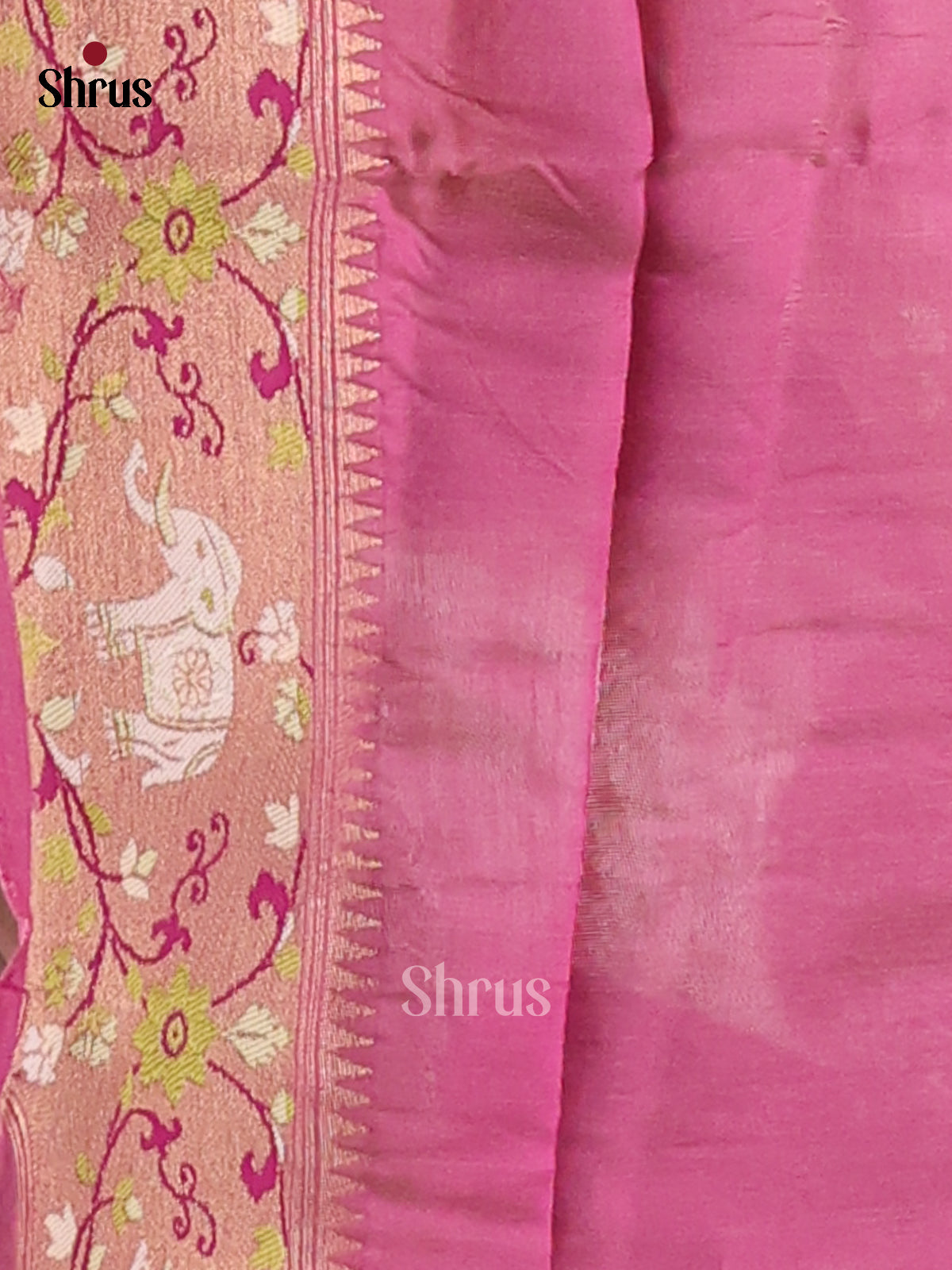 Cream & Pink - Semi matka Saree