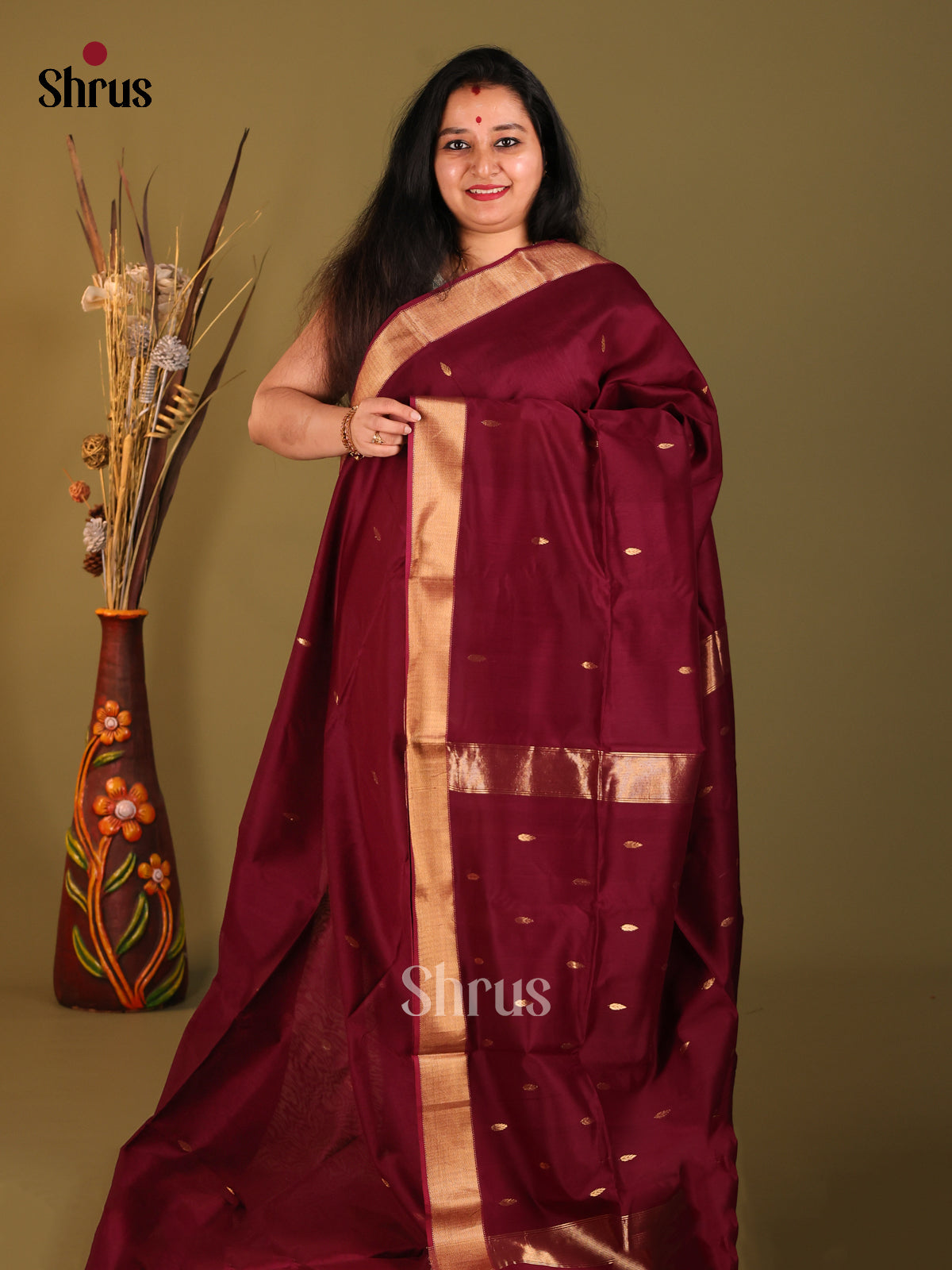 DHS06002 - Maheshwari silkcotton Saree - Shop on Shrus.com