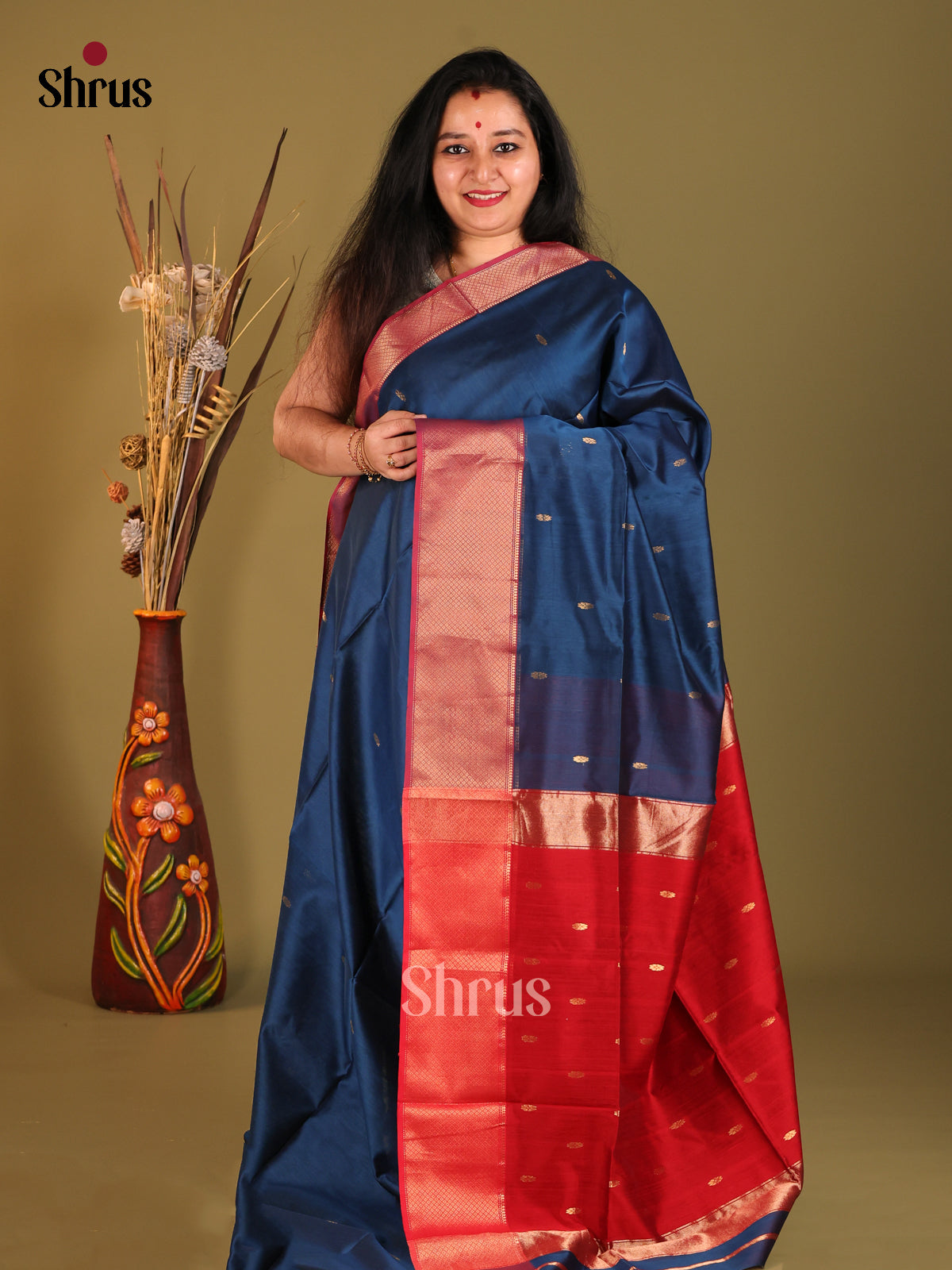 DHS06014 - Maheshwari silkcotton Saree - Shop on Shrus.com