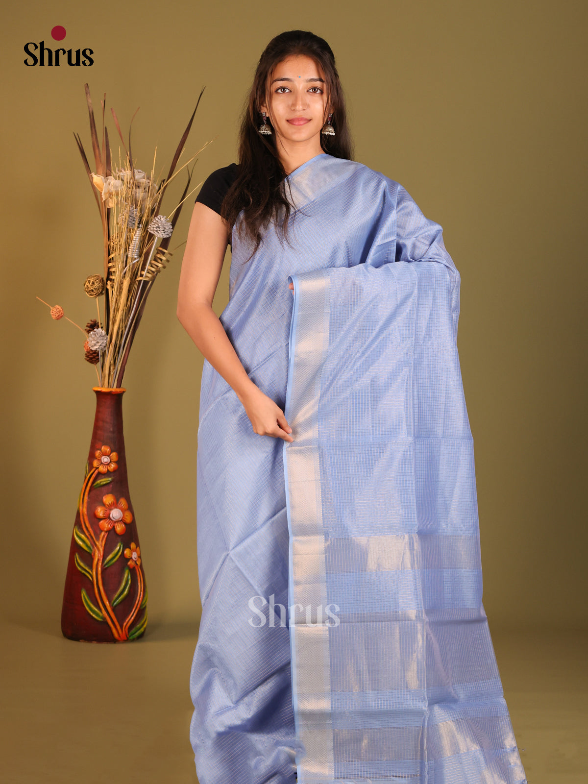 Blue(single Tone) - Maheshwari silkcotton Saree