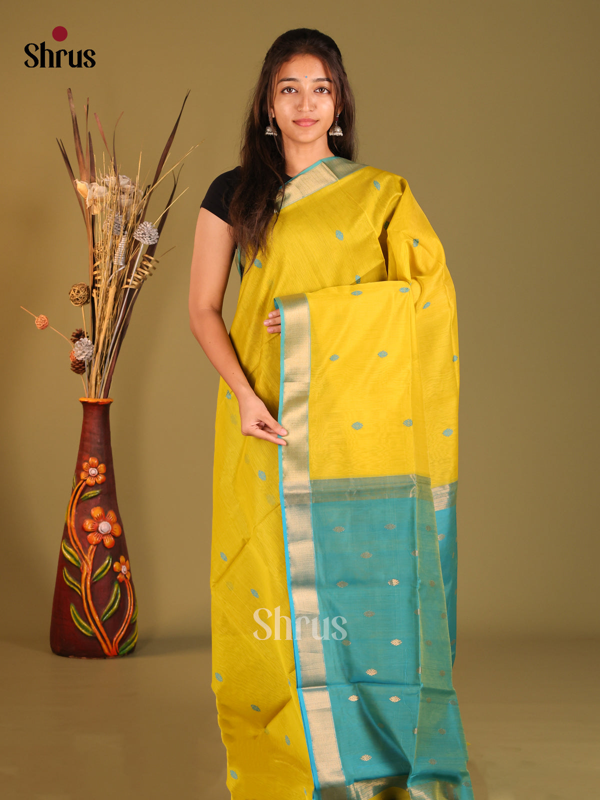 DHS06065 - Maheshwari silkcotton Saree - Shop on Shrus.com