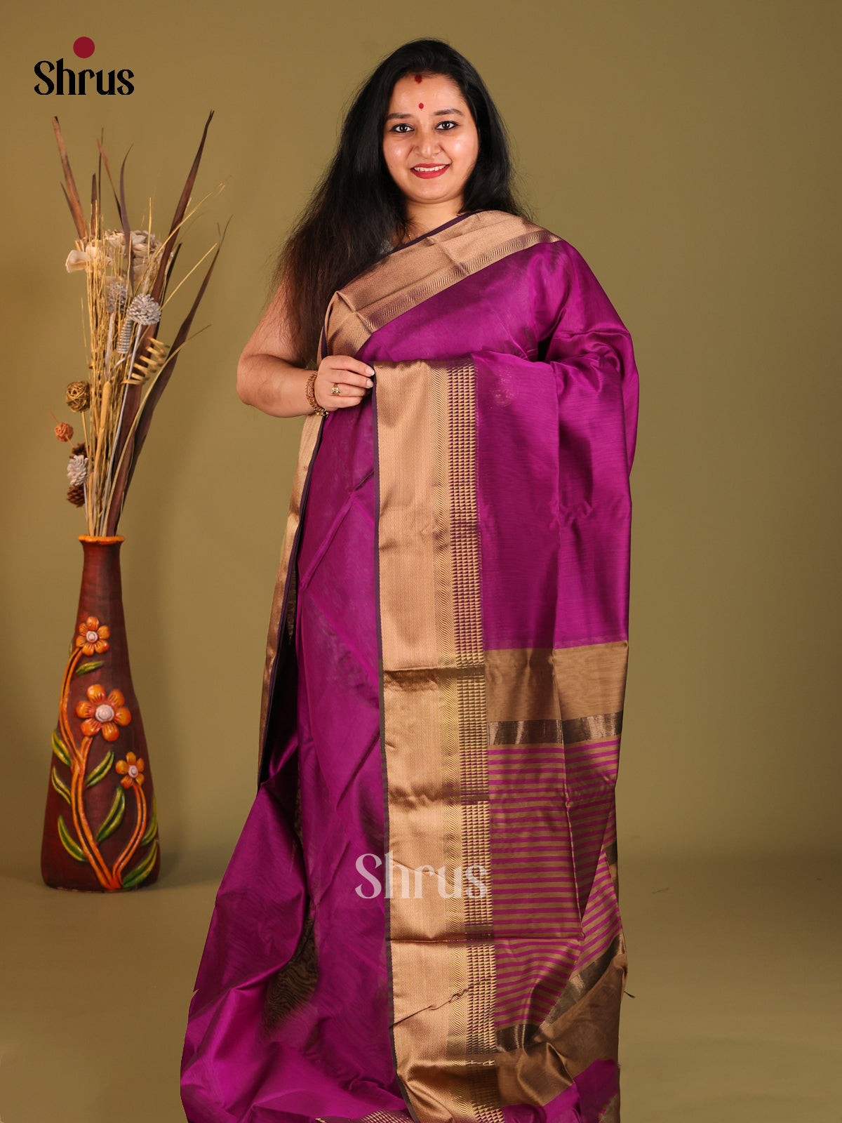 DHS06101 - Maheshwari silkcotton Saree - Shop on Shrus.com